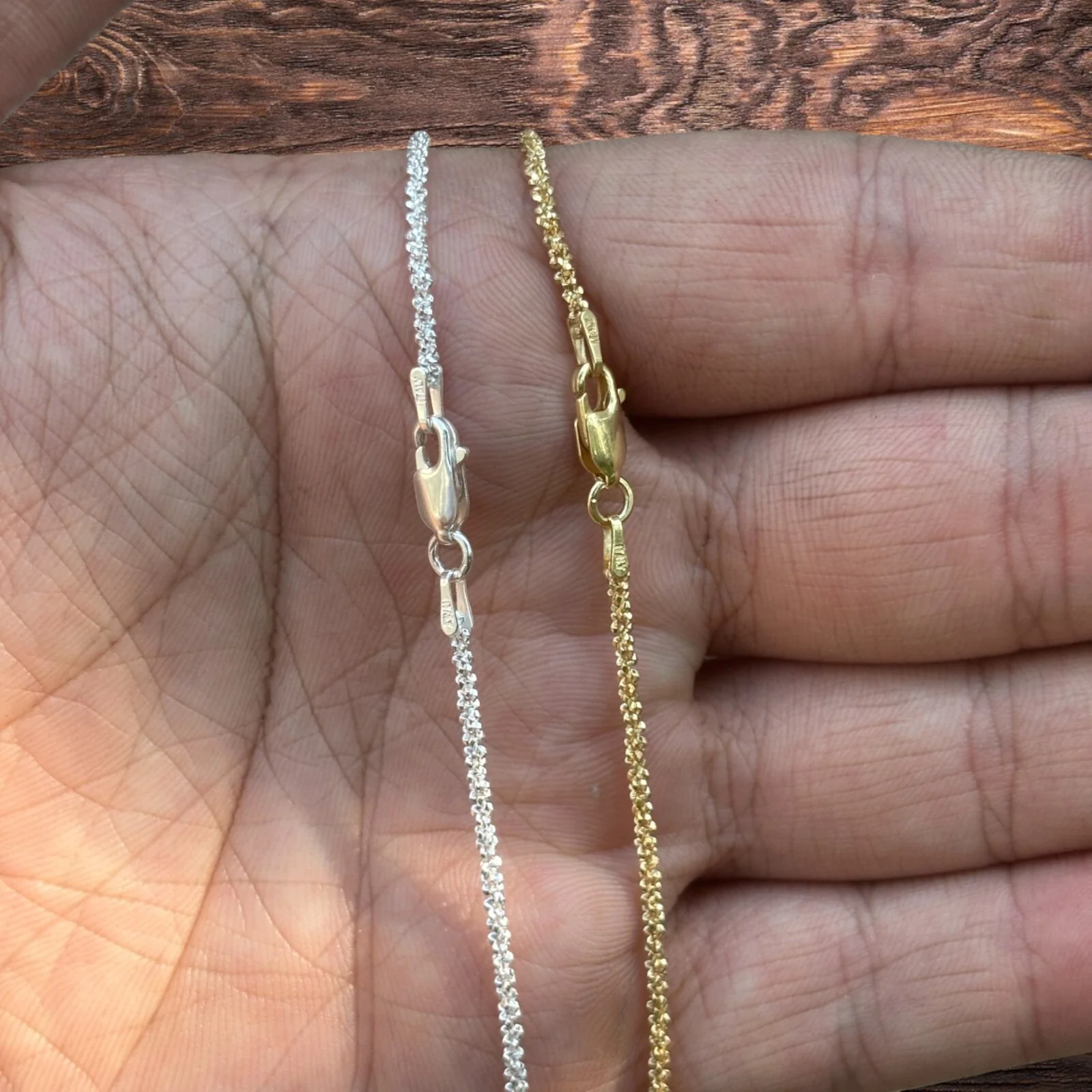 925 Sterling Silver 2mm Sparkle Rock Chain Necklace - Image 10