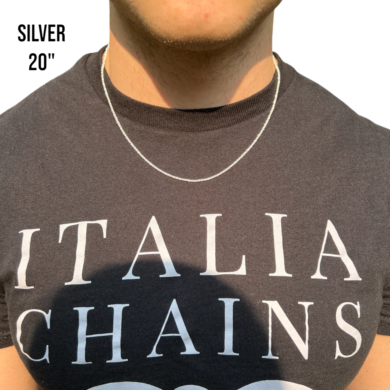925 Sterling Silver 2mm Sparkle Rock Chain Necklace - Image 13