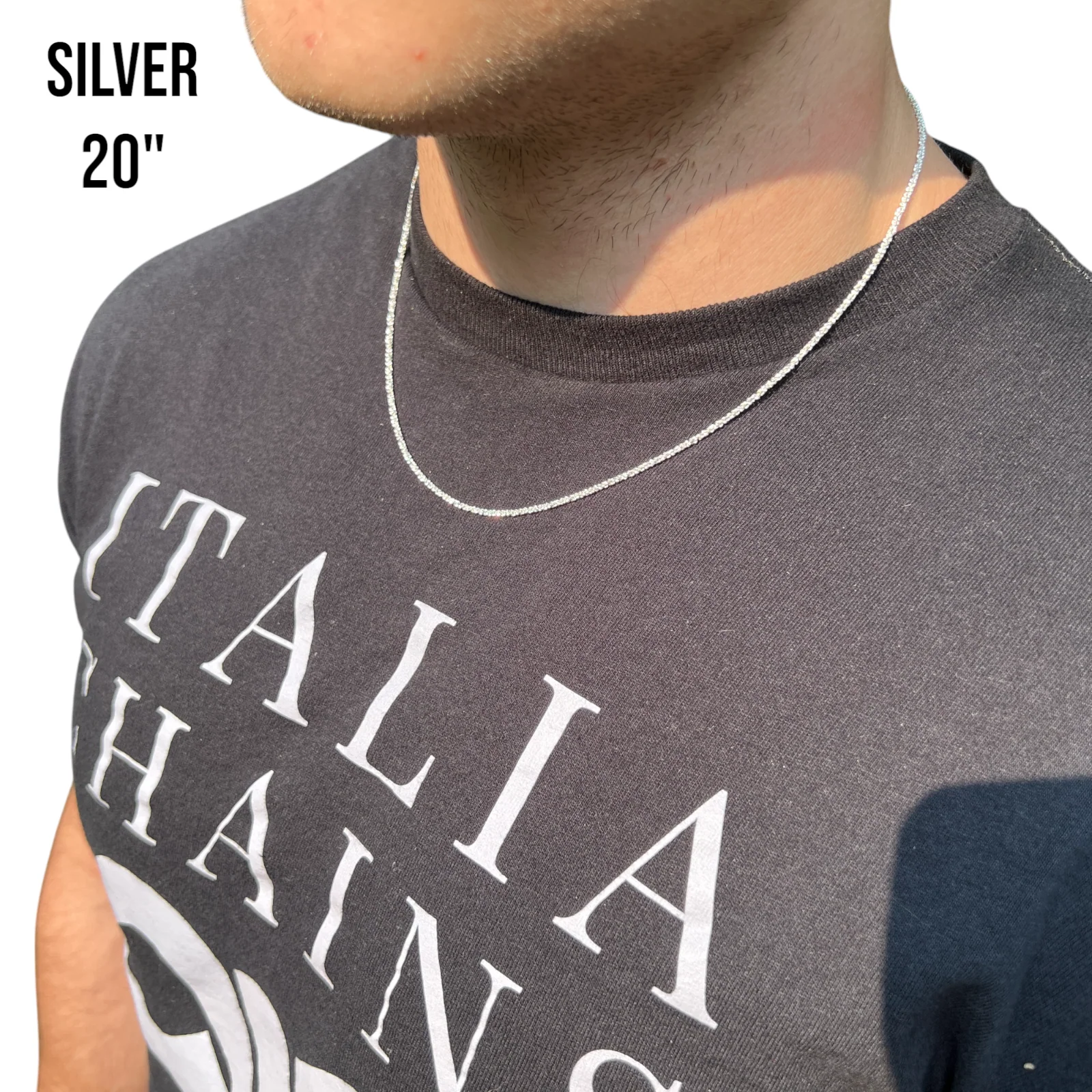 925 Sterling Silver 2mm Sparkle Rock Chain Necklace - Image 14
