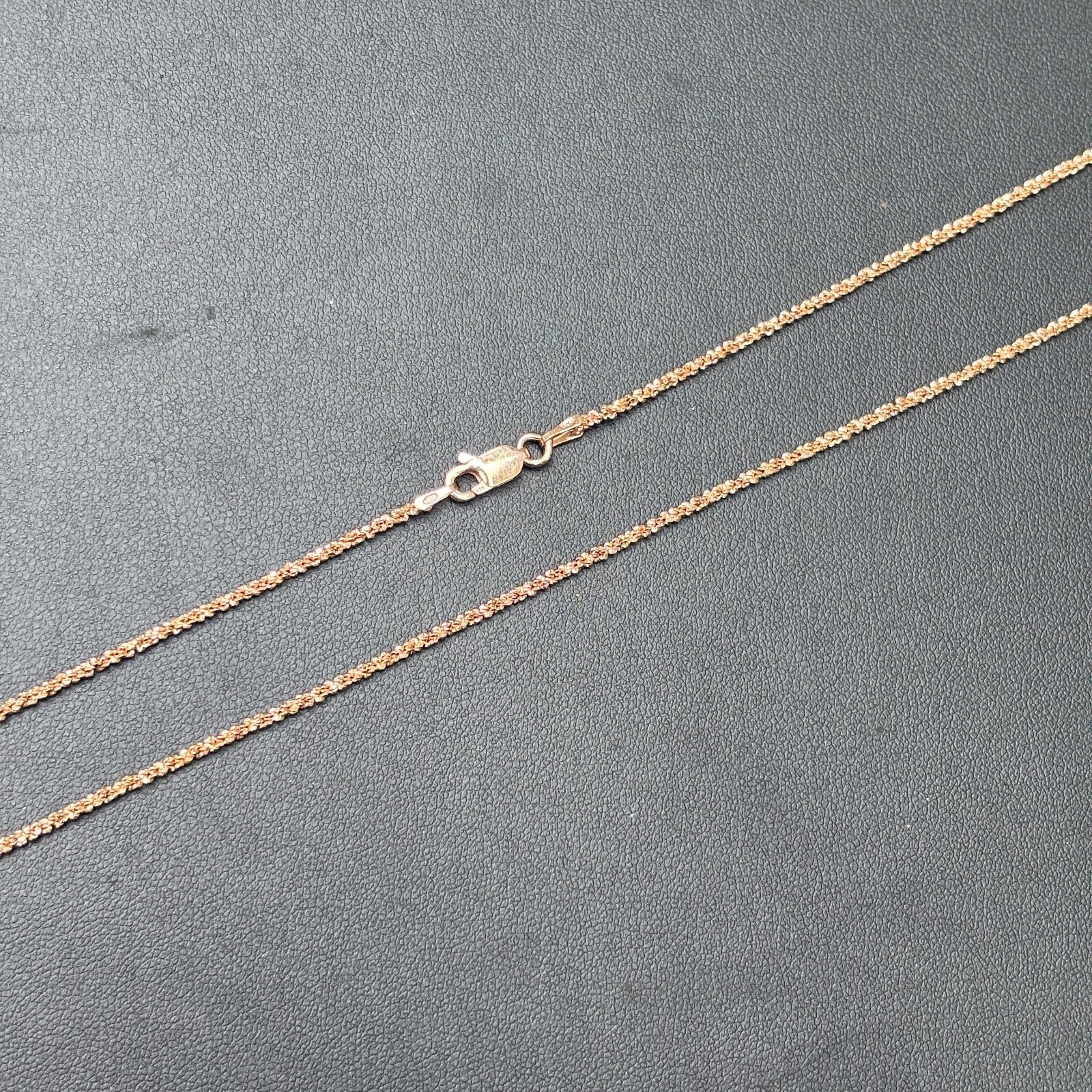 925 Sterling Silver 2mm Sparkle Rock Chain Necklace - Image 5