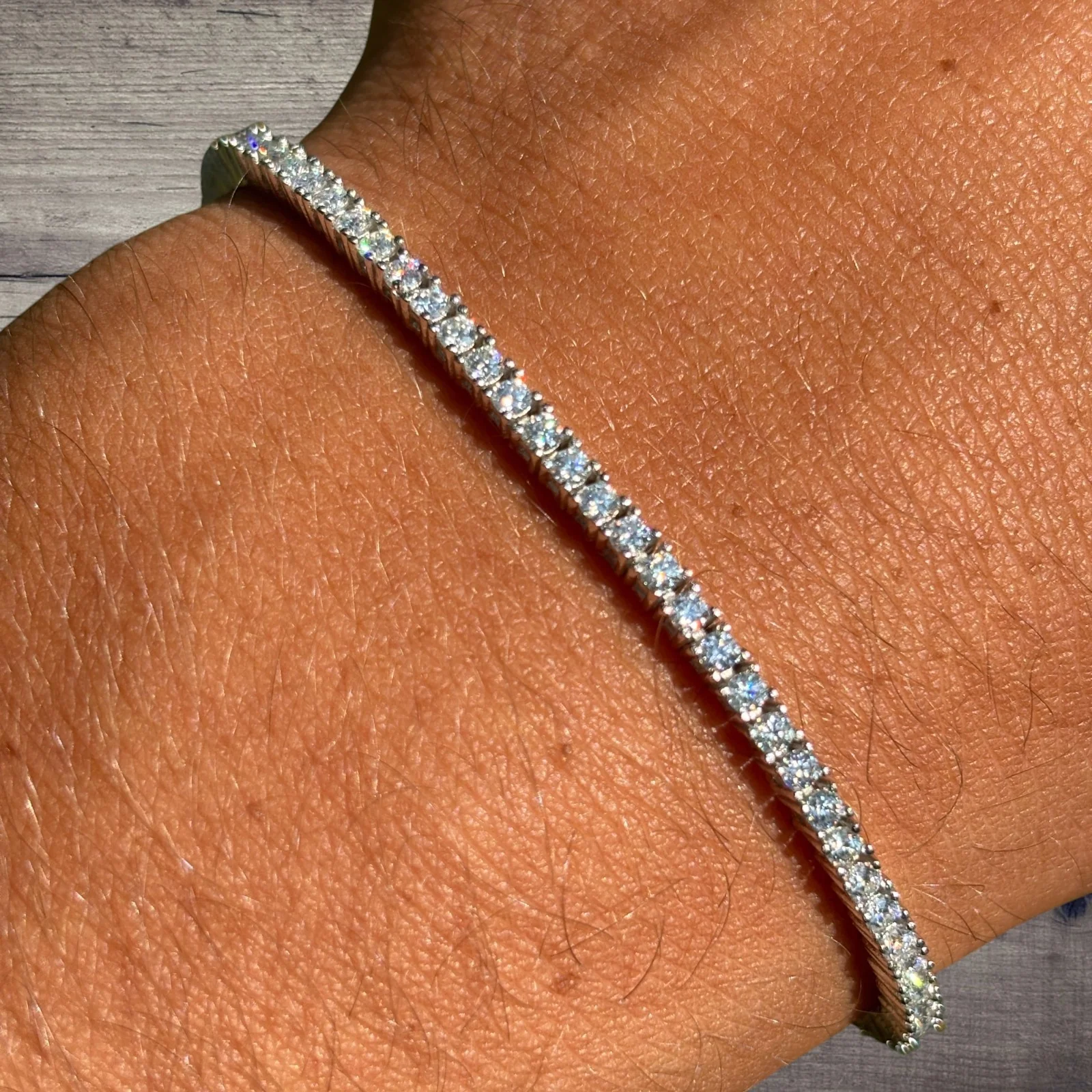 925 Sterling Silver 2mm Tennis Bracelet - CZ Or Moissanite - Image 4
