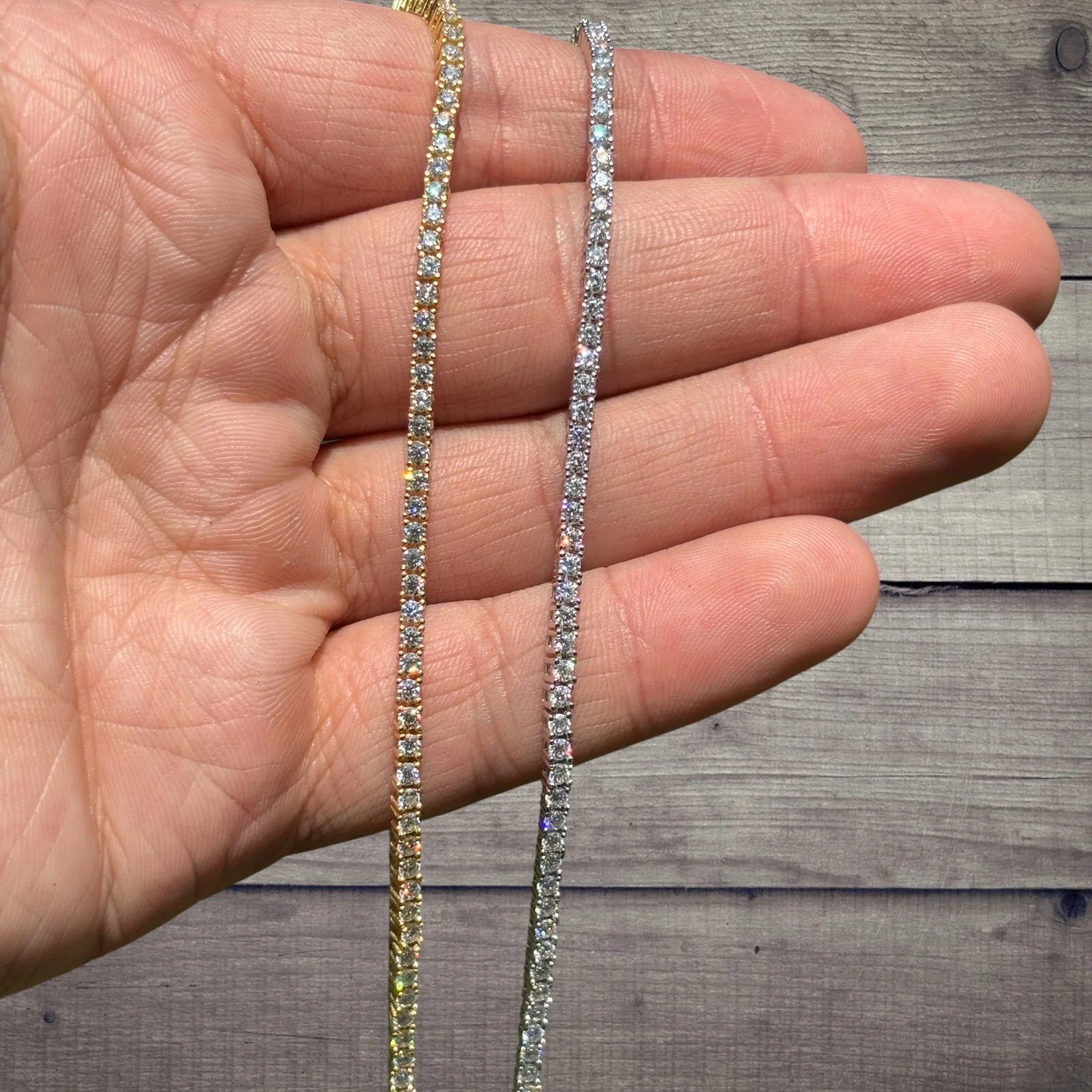 925 Sterling Silver 2mm Tennis Chain Necklace - CZ Or Moissanite - Image 10