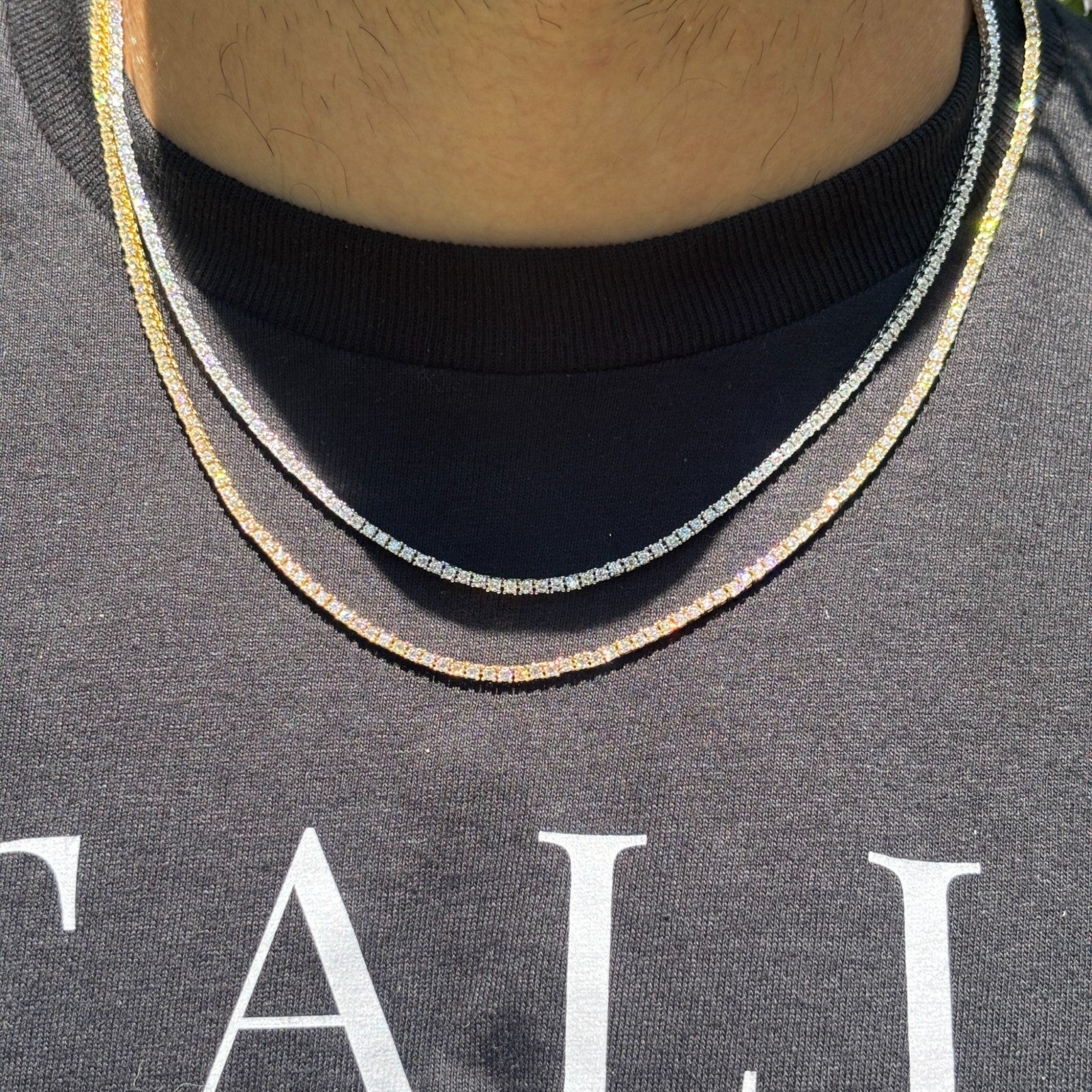 925 Sterling Silver 2mm Tennis Chain Necklace - CZ Or Moissanite - Image 11