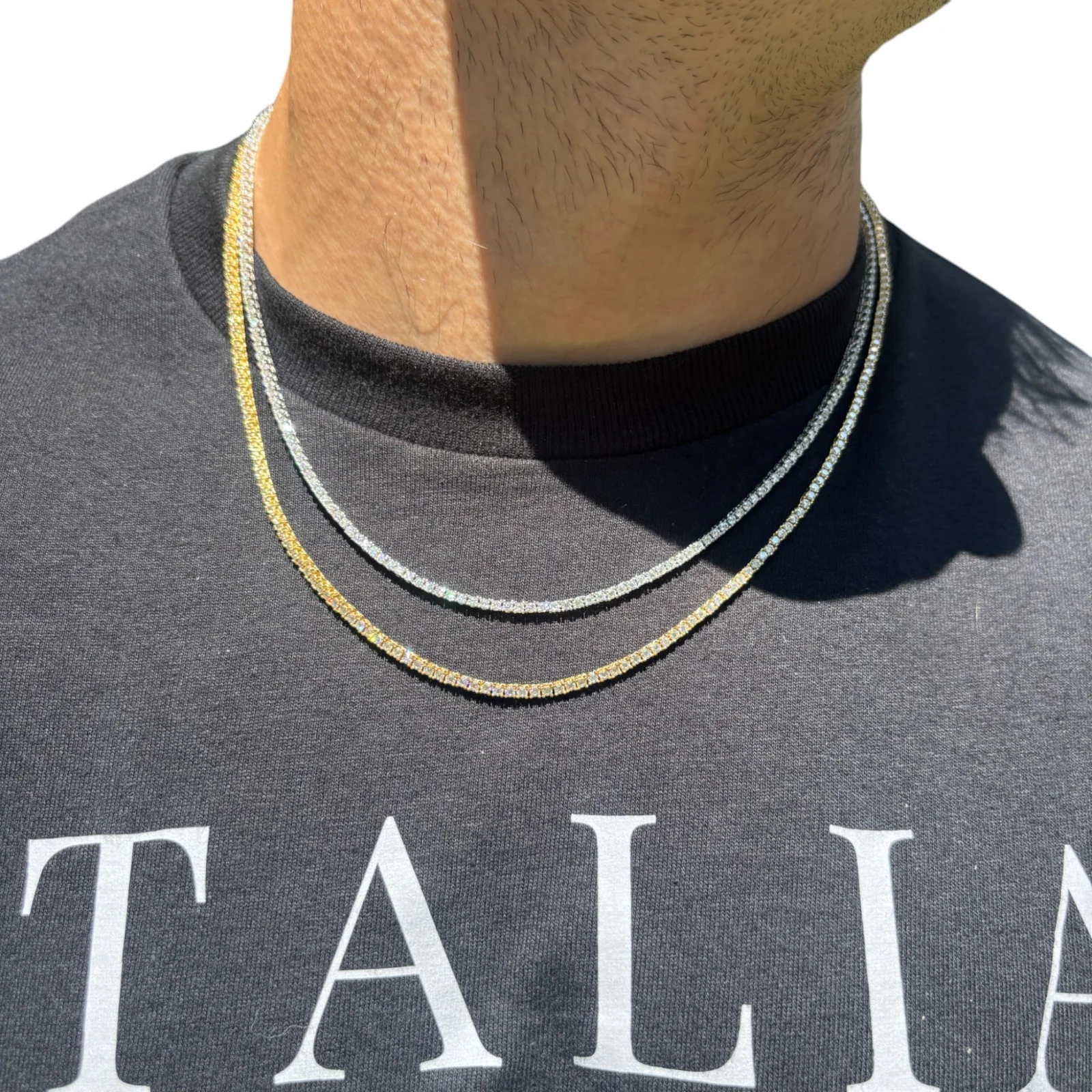 925 Sterling Silver 2mm Tennis Chain Necklace - CZ Or Moissanite - Image 12