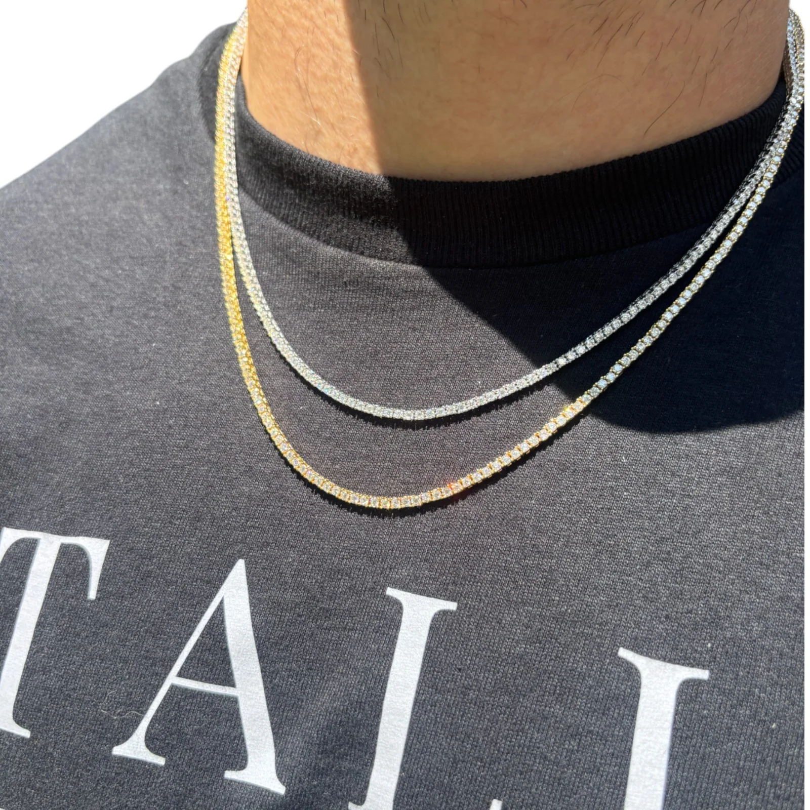 925 Sterling Silver 2mm Tennis Chain Necklace - CZ Or Moissanite - Image 14