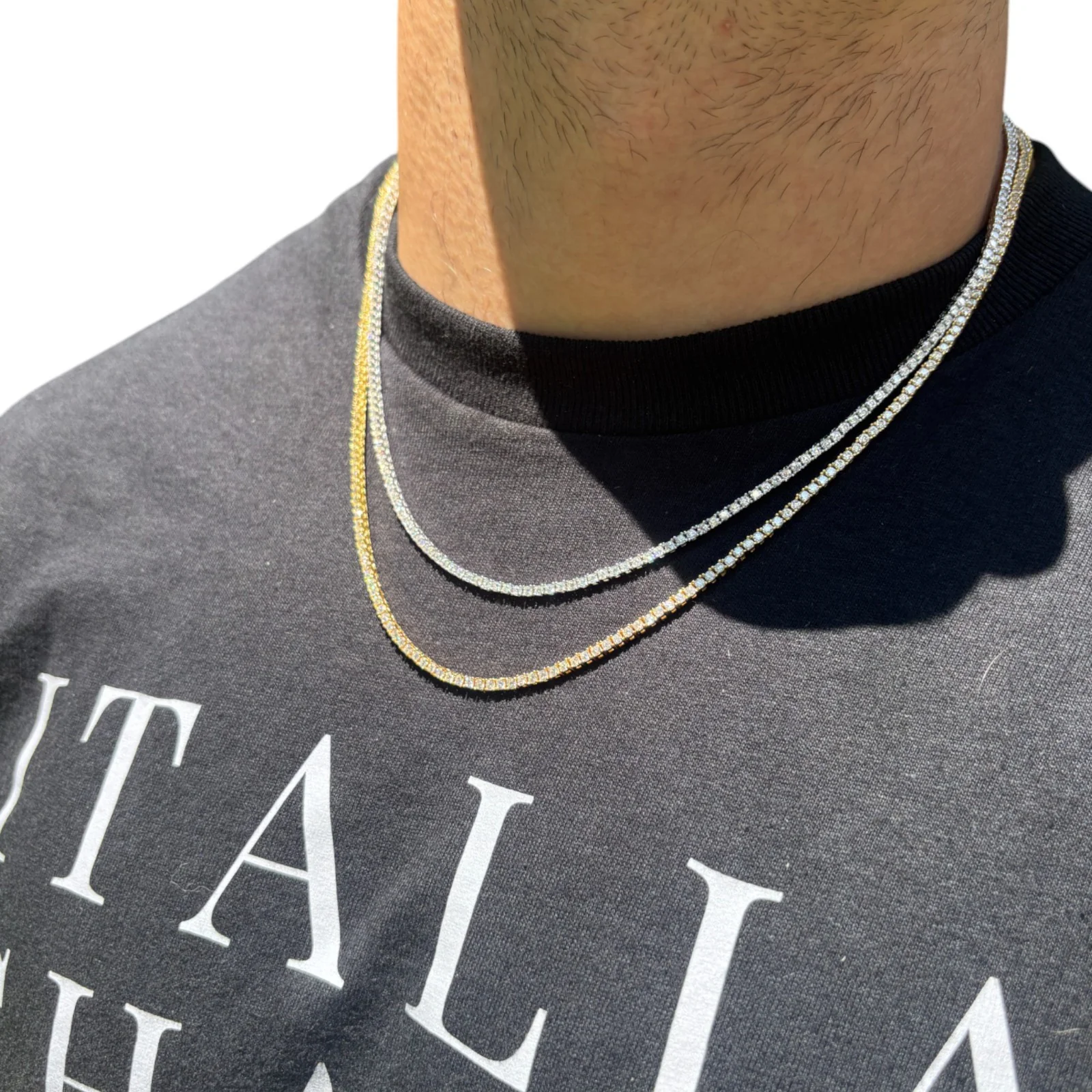 925 Sterling Silver 2mm Tennis Chain Necklace - CZ Or Moissanite - Image 15