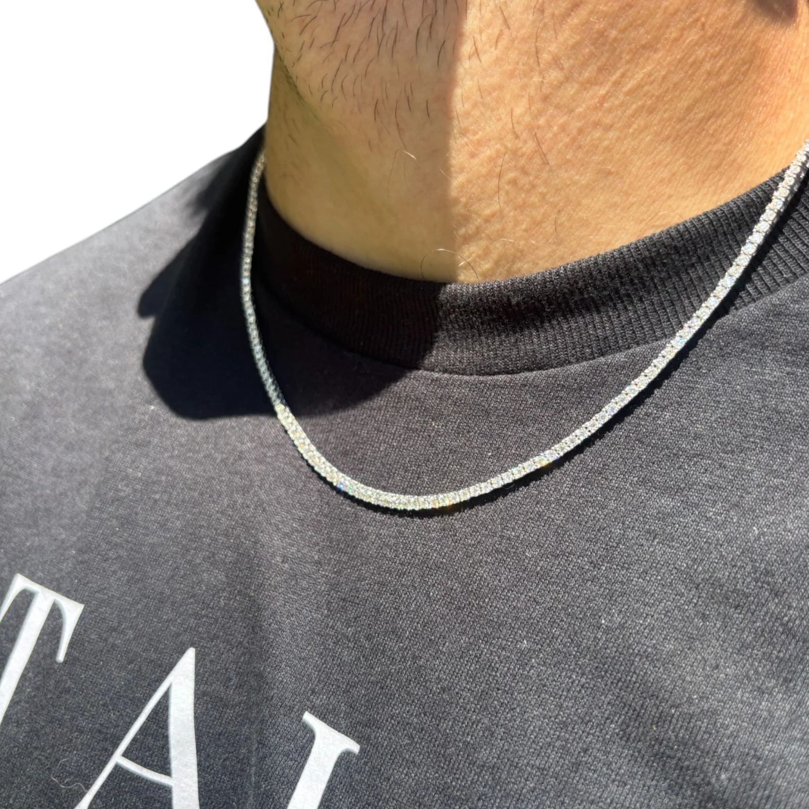 925 Sterling Silver 2mm Tennis Chain Necklace - CZ Or Moissanite - Image 16