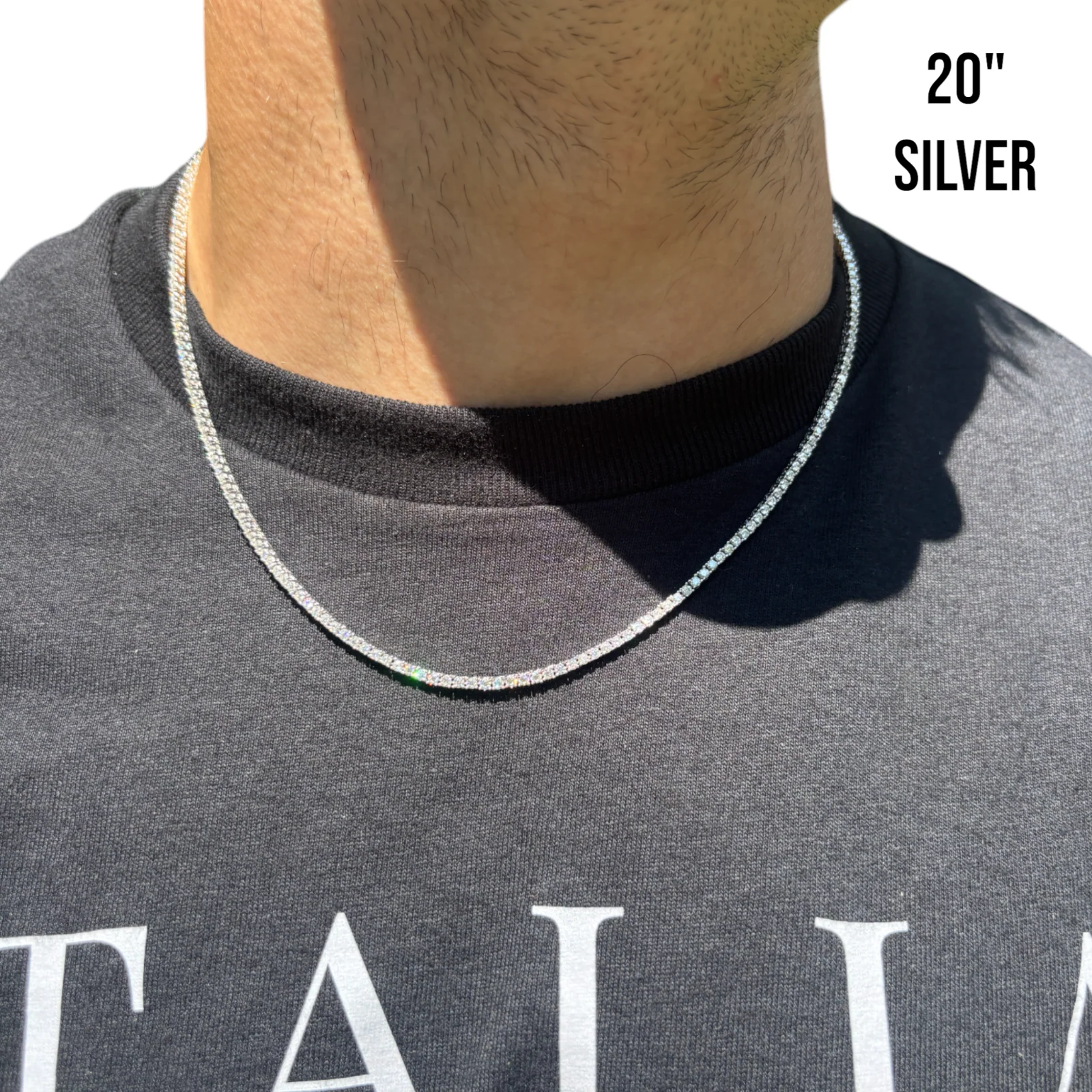925 Sterling Silver 2mm Tennis Chain Necklace - CZ Or Moissanite - Image 17