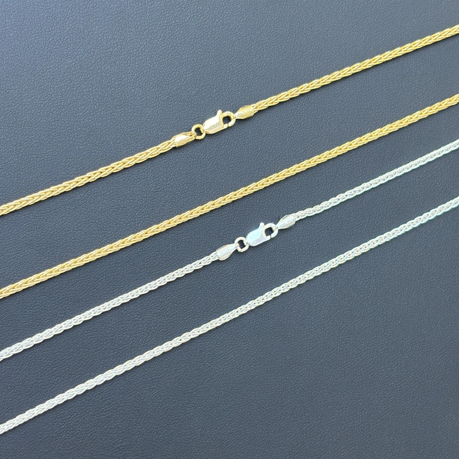 925 Sterling Silver 2mm Wheat Chain Necklace - Image 11