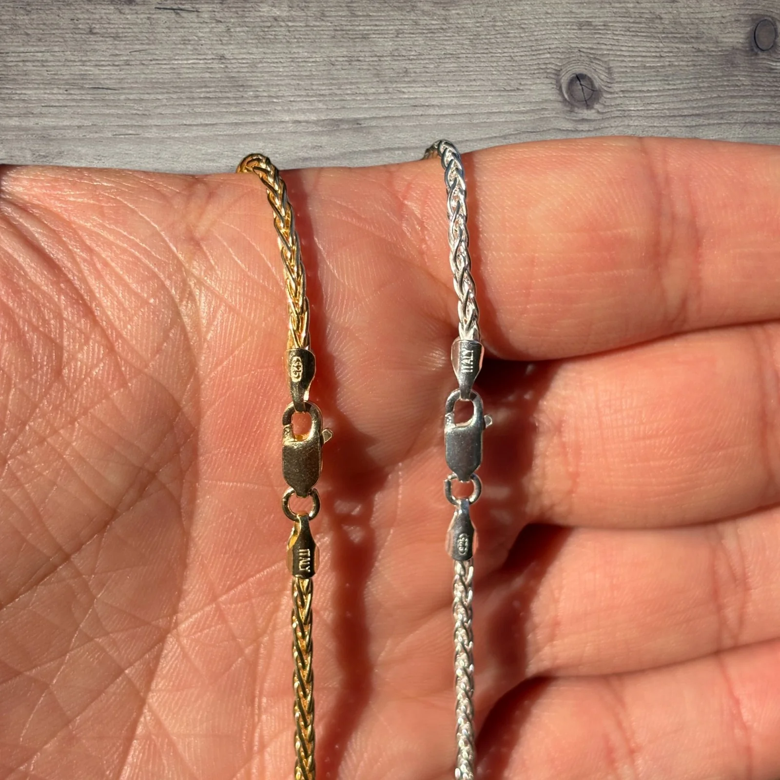 925 Sterling Silver 2mm Wheat Chain Necklace - Image 7