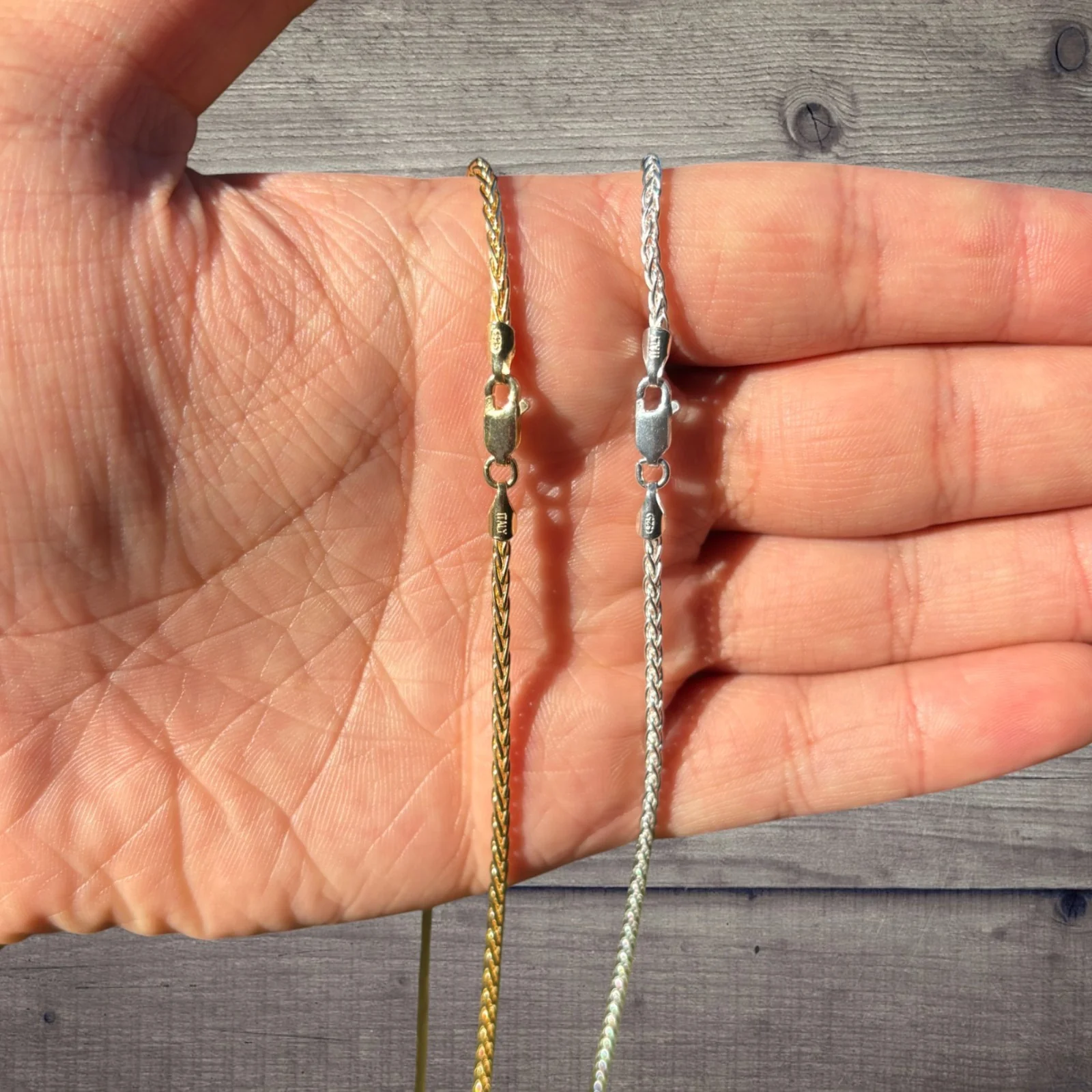 925 Sterling Silver 2mm Wheat Chain Necklace - Image 8