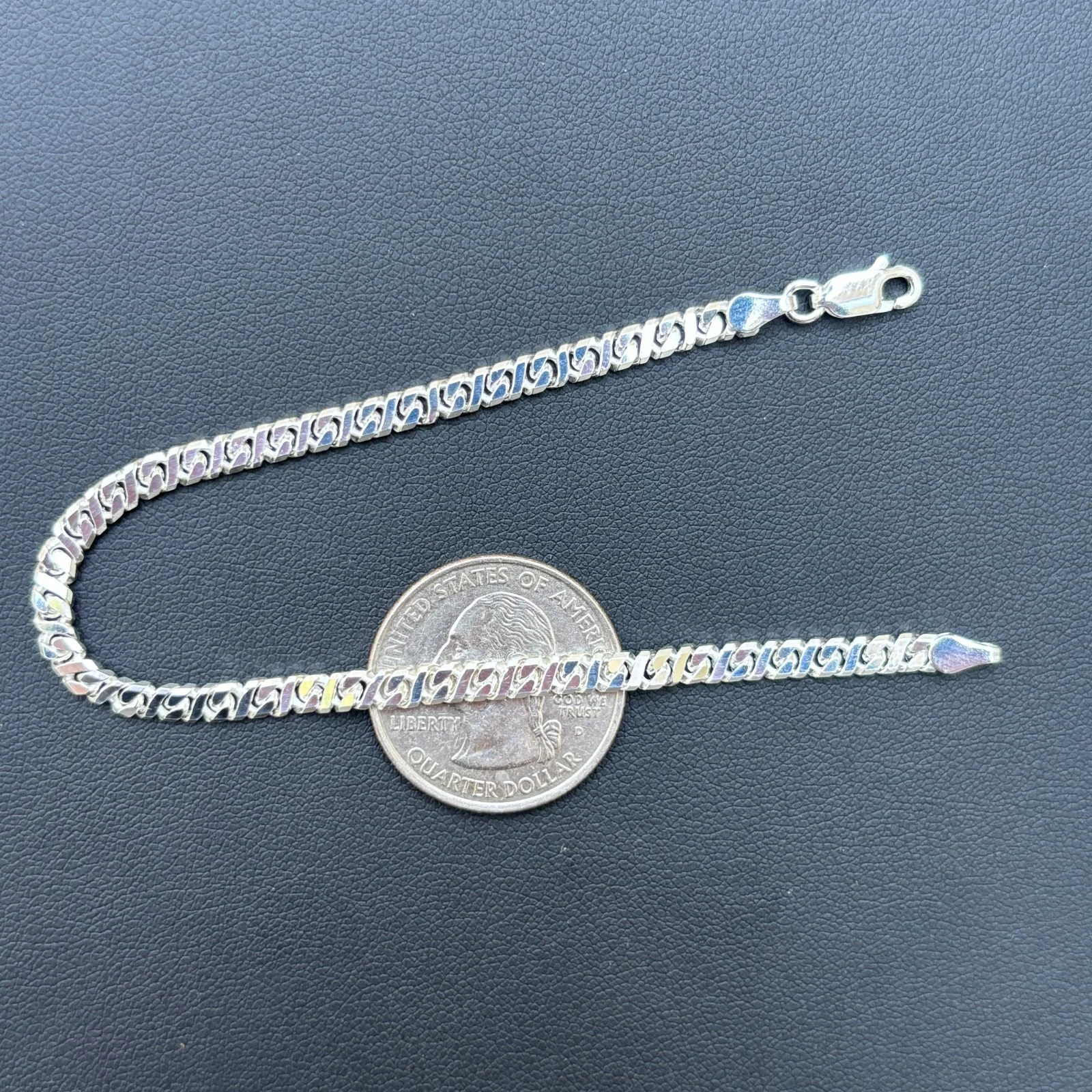 925 Sterling Silver 3.5mm Dollar Link Bracelet - Image 11