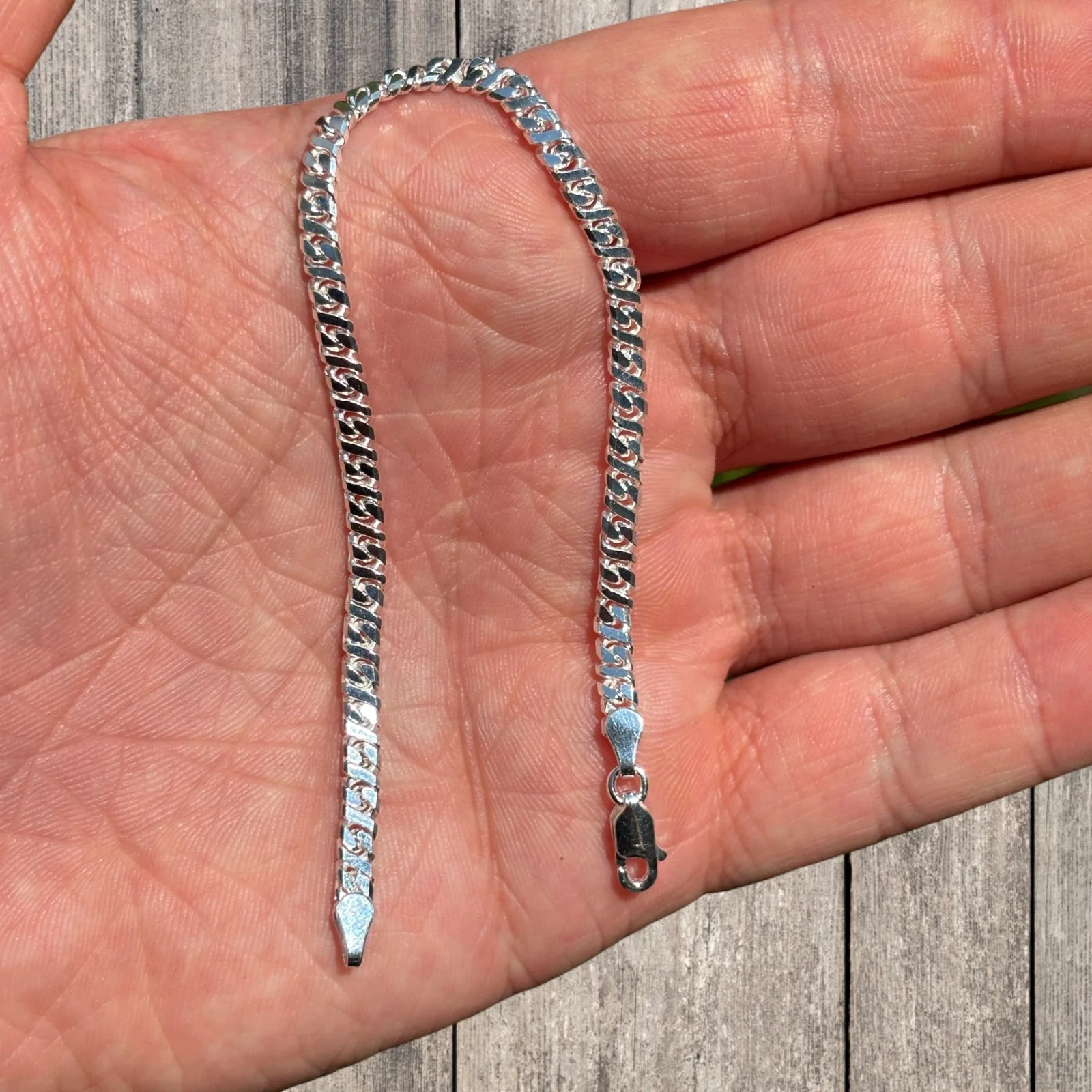 925 Sterling Silver 3.5mm Dollar Link Bracelet - Image 3