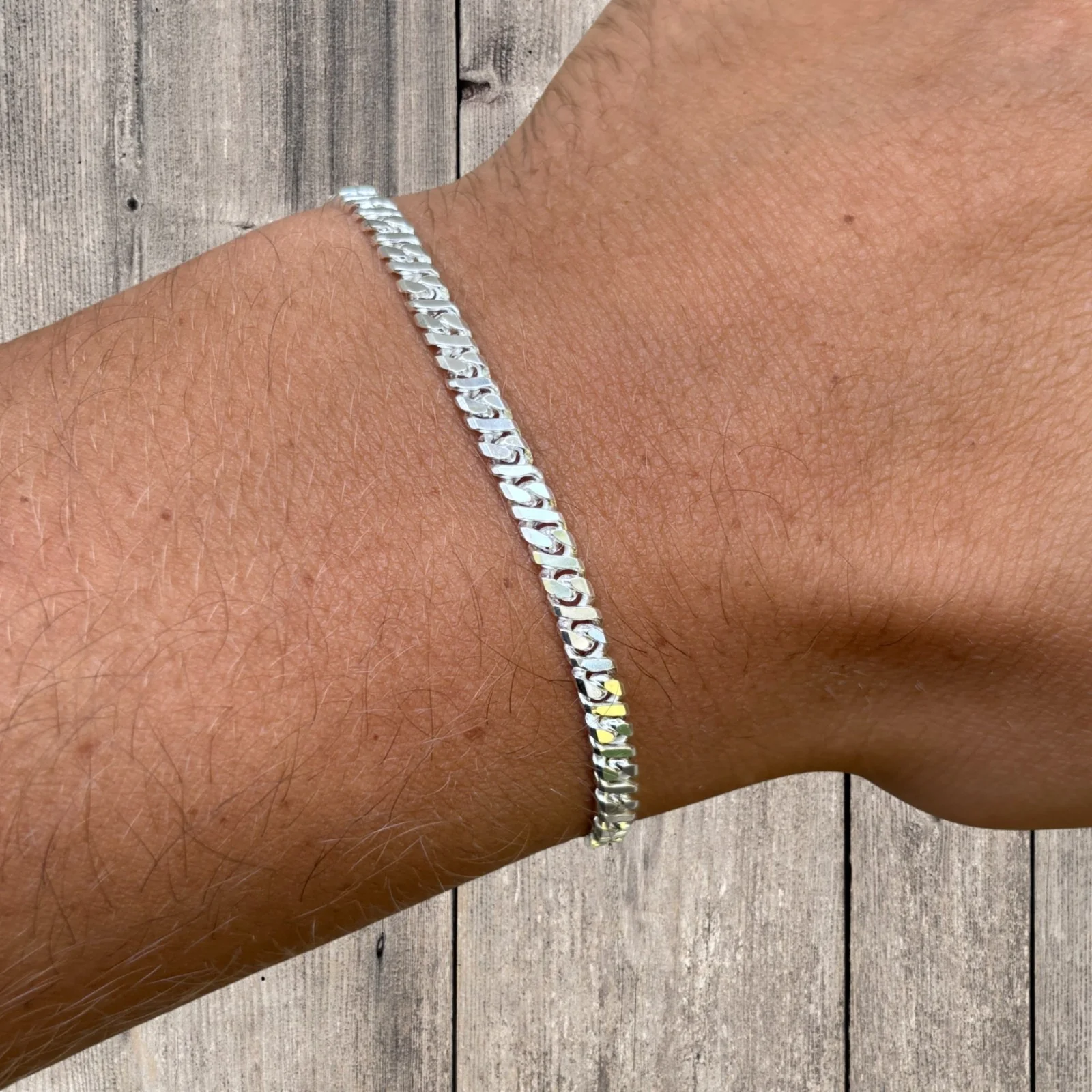 925 Sterling Silver 3.5mm Dollar Link Bracelet - Image 4
