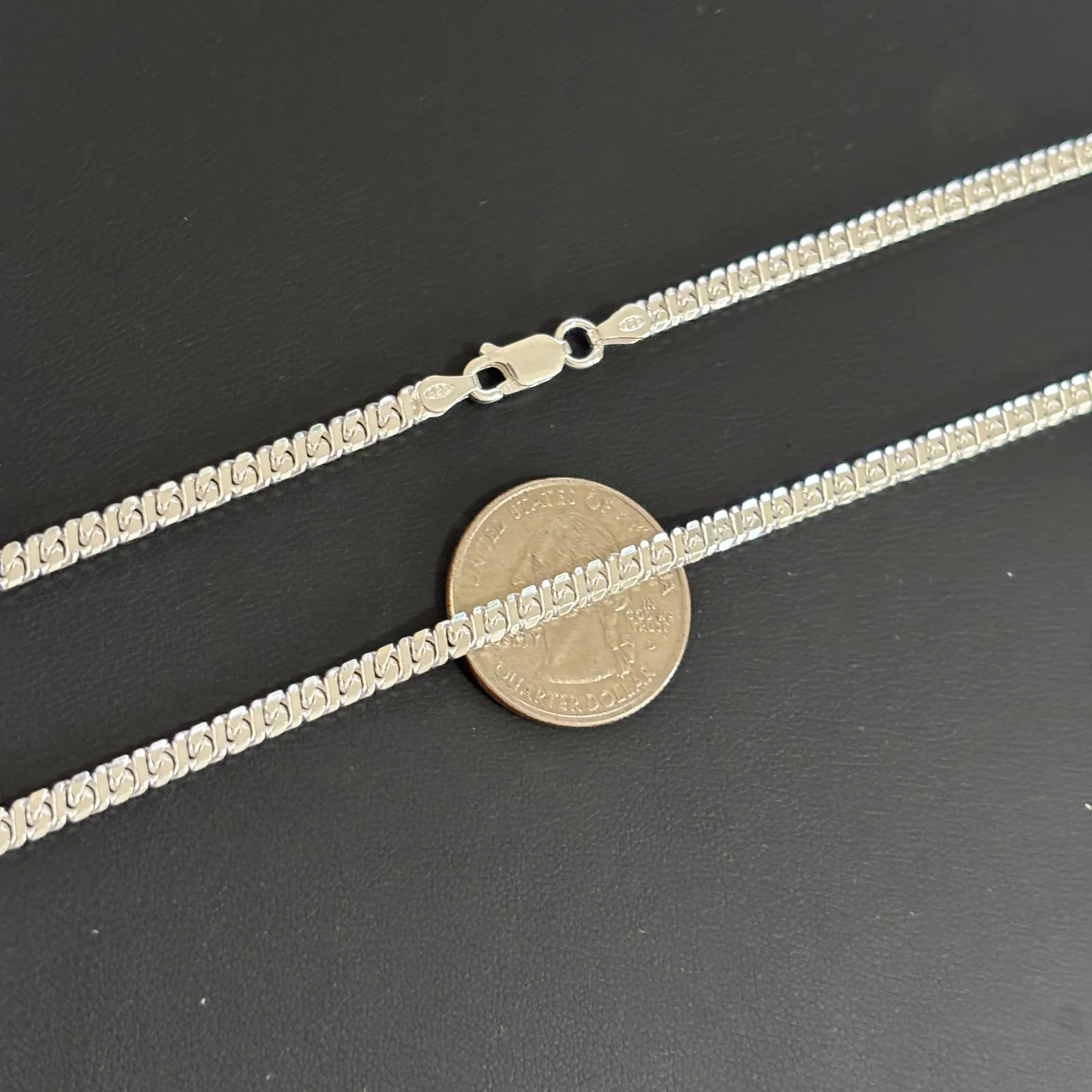 925 Sterling Silver 3.5mm Dollar Chain Necklace - Image 8