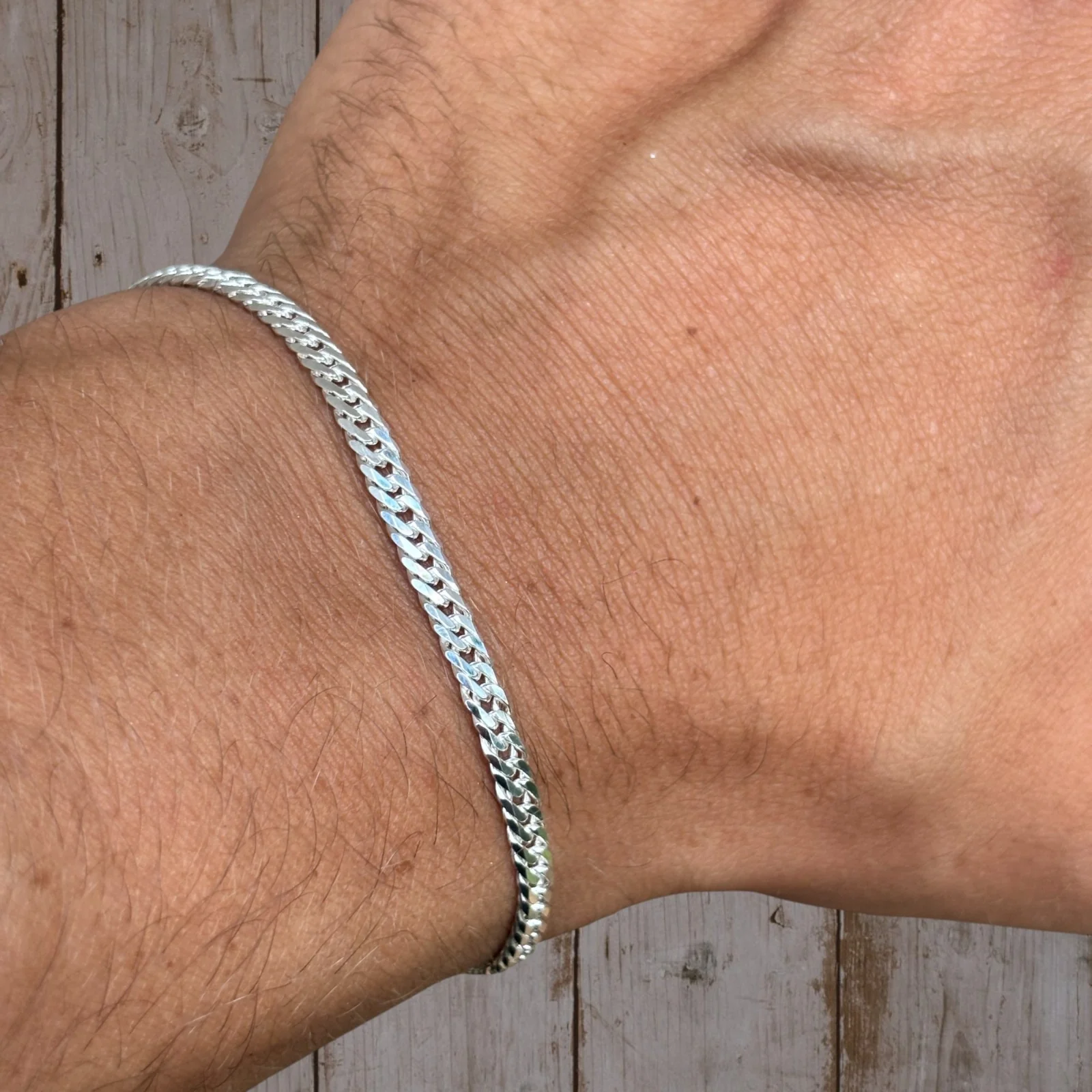 925 Sterling Silver 3.5mm Double Curb Bracelet - Image 12