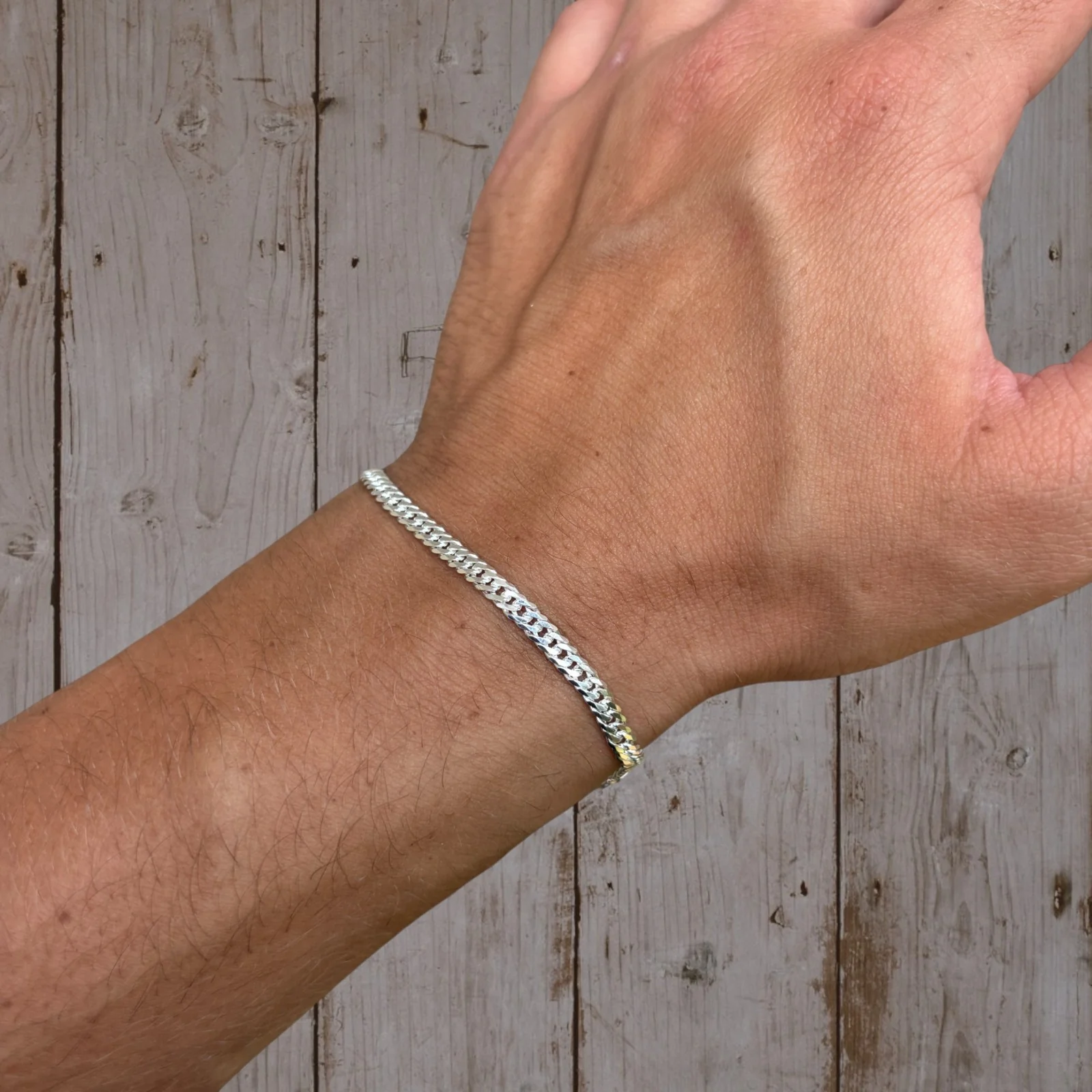 925 Sterling Silver 3.5mm Double Curb Bracelet - Image 16