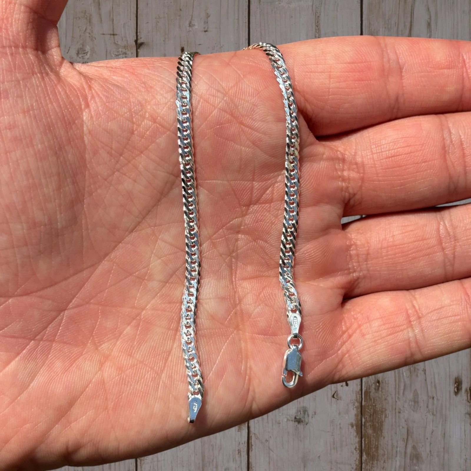 925 Sterling Silver 3.5mm Double Curb Bracelet - Image 3