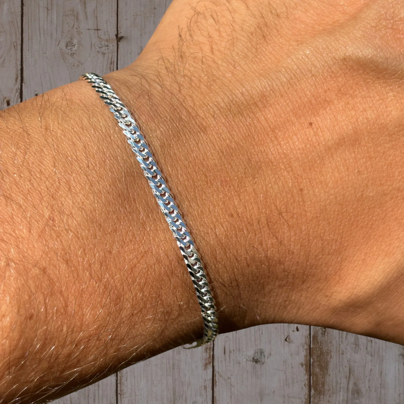 925 Sterling Silver 3.5mm Double Curb Bracelet - Image 4