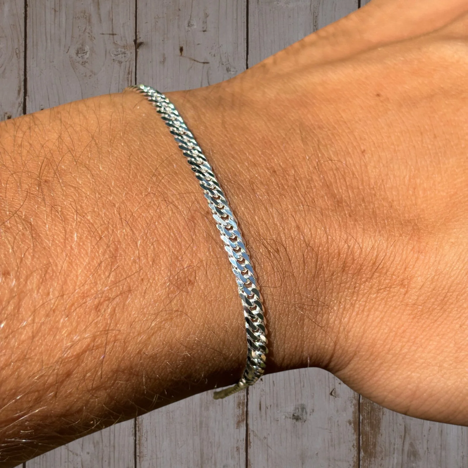 925 Sterling Silver 3.5mm Double Curb Bracelet - Image 6