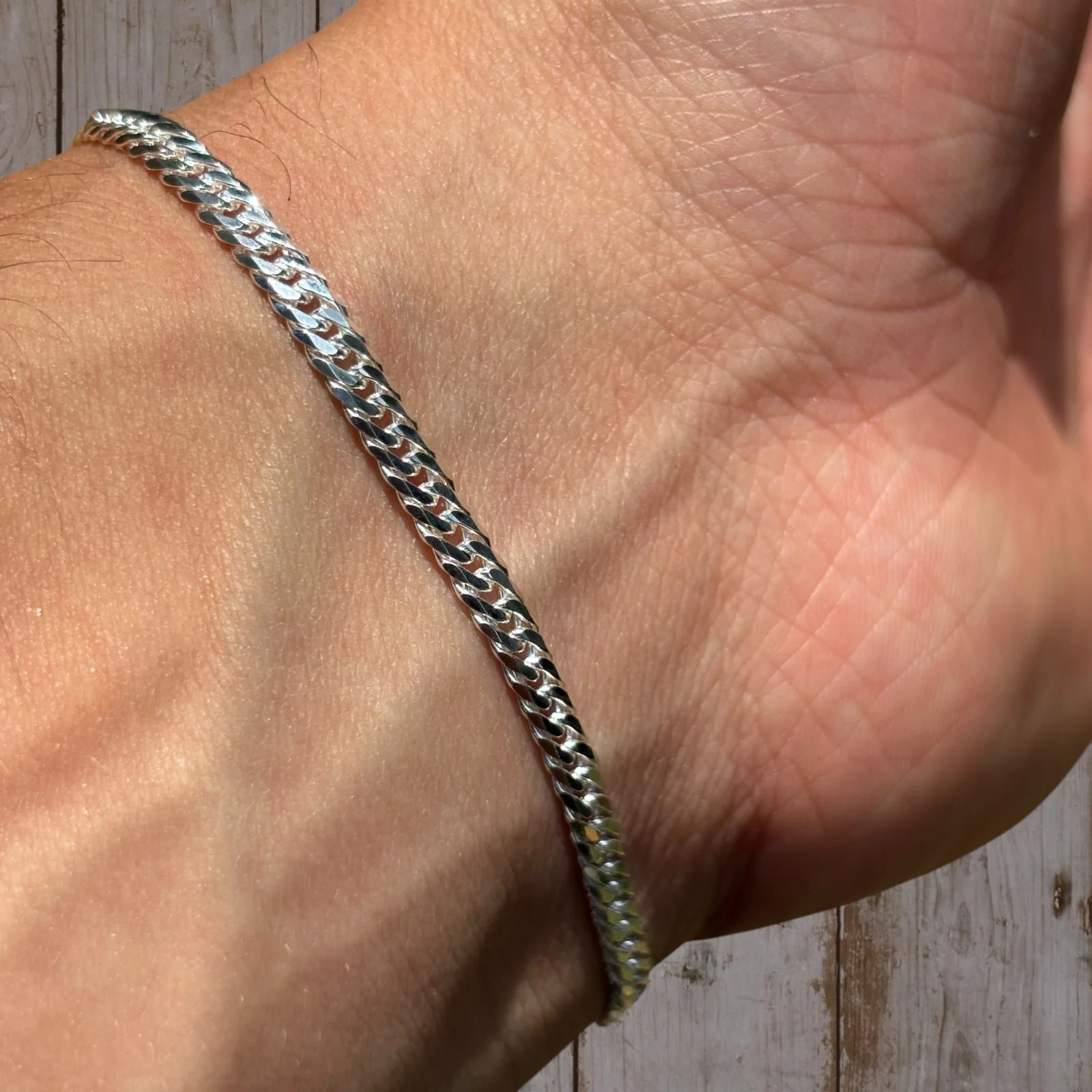 925 Sterling Silver 3.5mm Double Curb Bracelet - Image 9