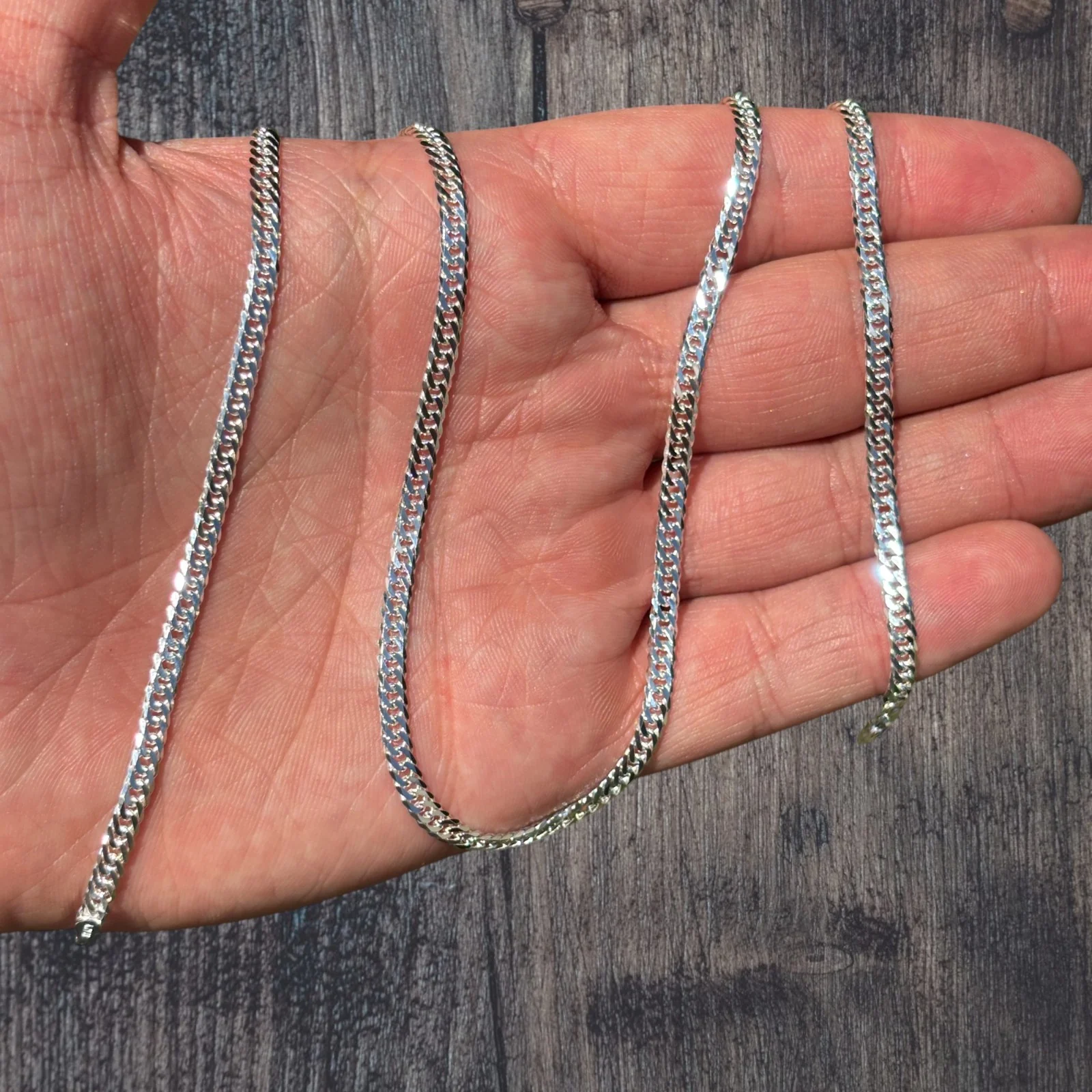 925 Sterling Silver 3.5mm Double Curb Chain Necklace - Image 3