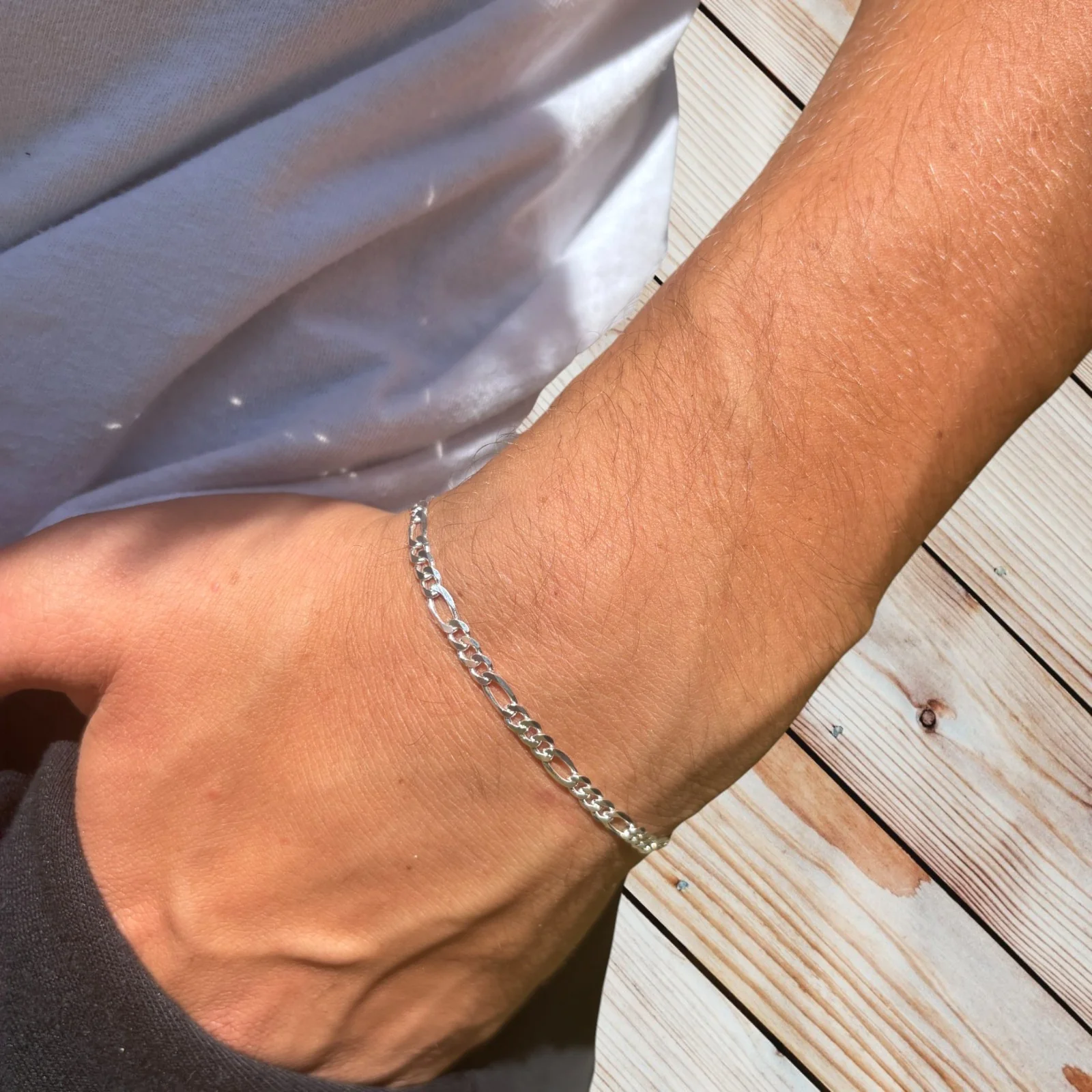 925 Sterling Silver 3.5mm Figaro Bracelet - Image 10