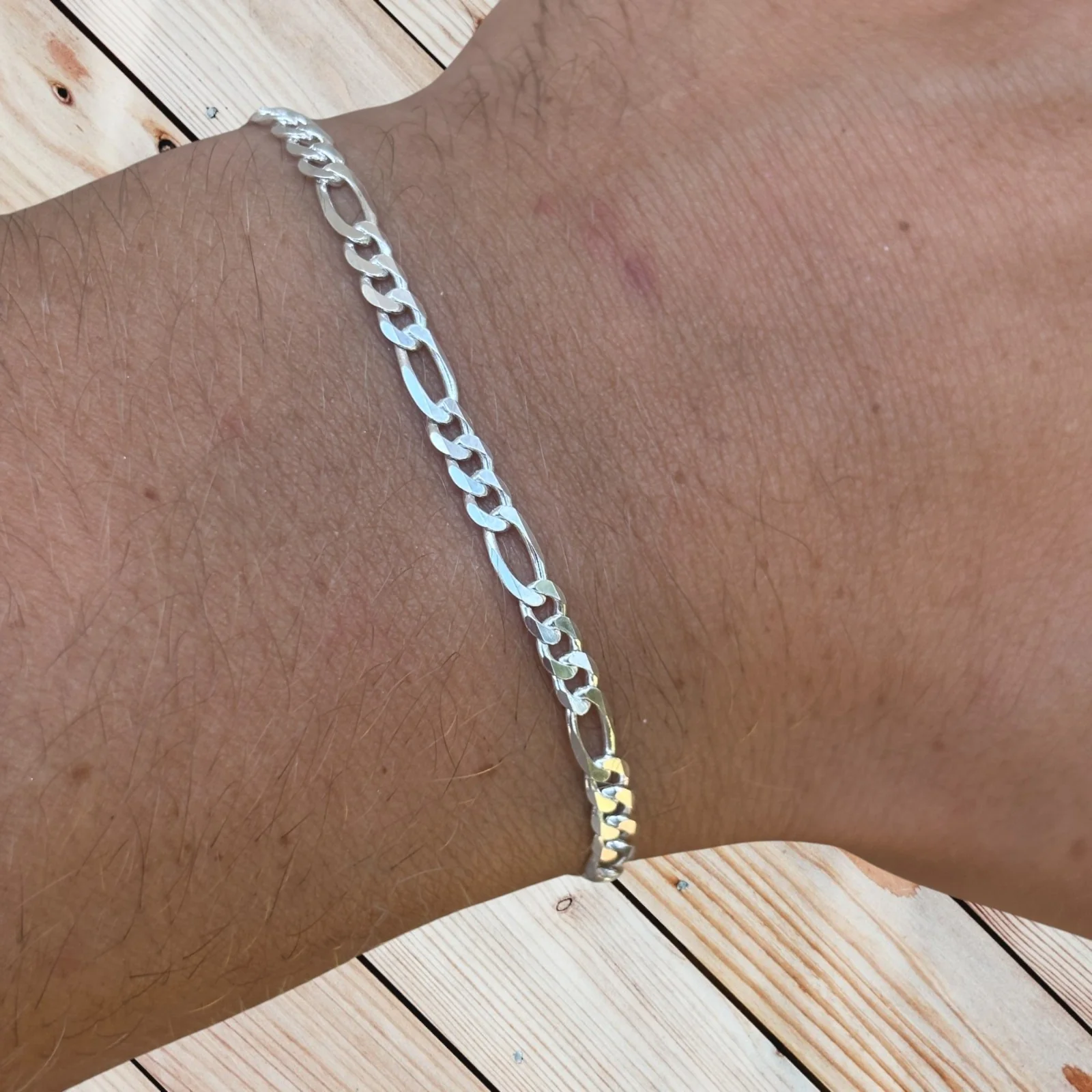 925 Sterling Silver 3.5mm Figaro Bracelet - Image 13