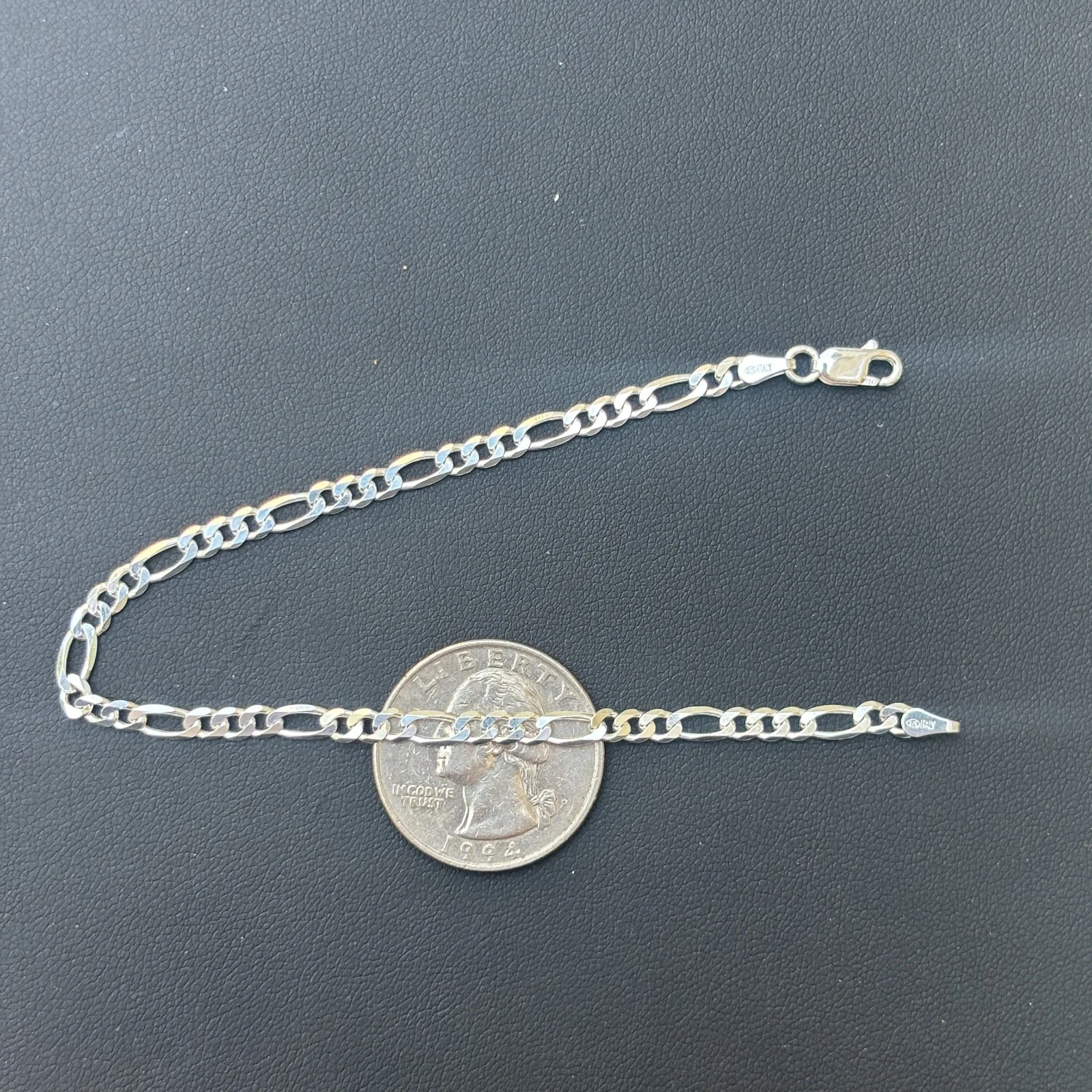 925 Sterling Silver 3.5mm Figaro Bracelet - Image 16