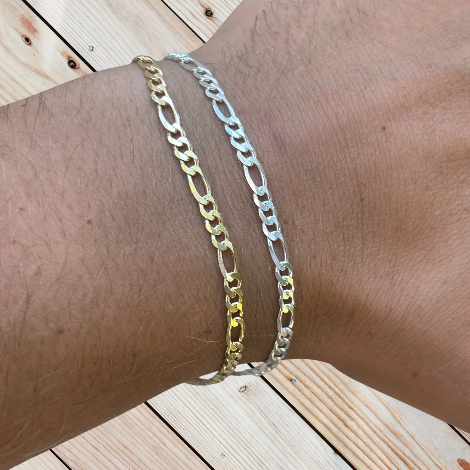 925 Sterling Silver 3.5mm Figaro Bracelet - Image 18