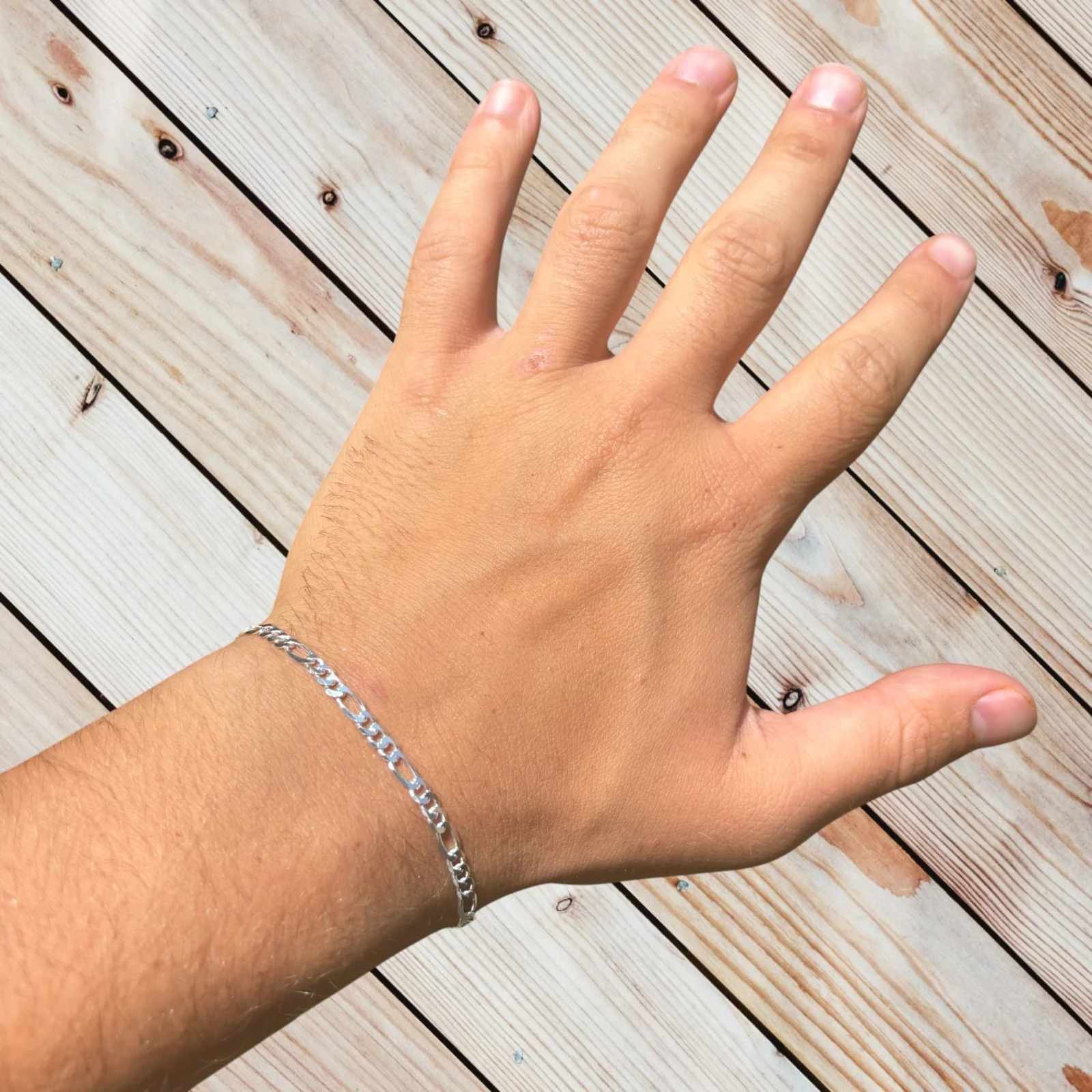 925 Sterling Silver 3.5mm Figaro Bracelet - Image 7