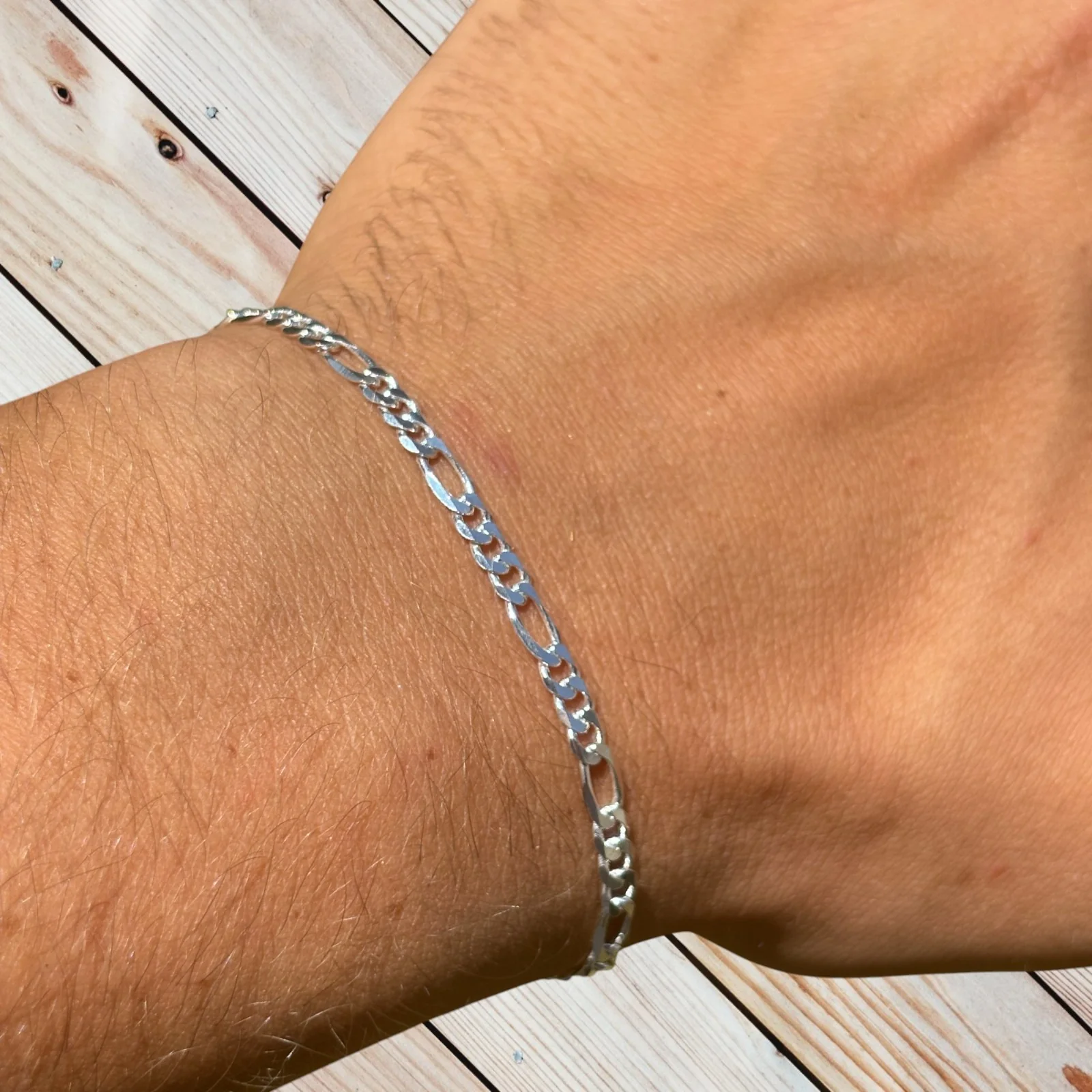 925 Sterling Silver 3.5mm Figaro Bracelet - Image 9
