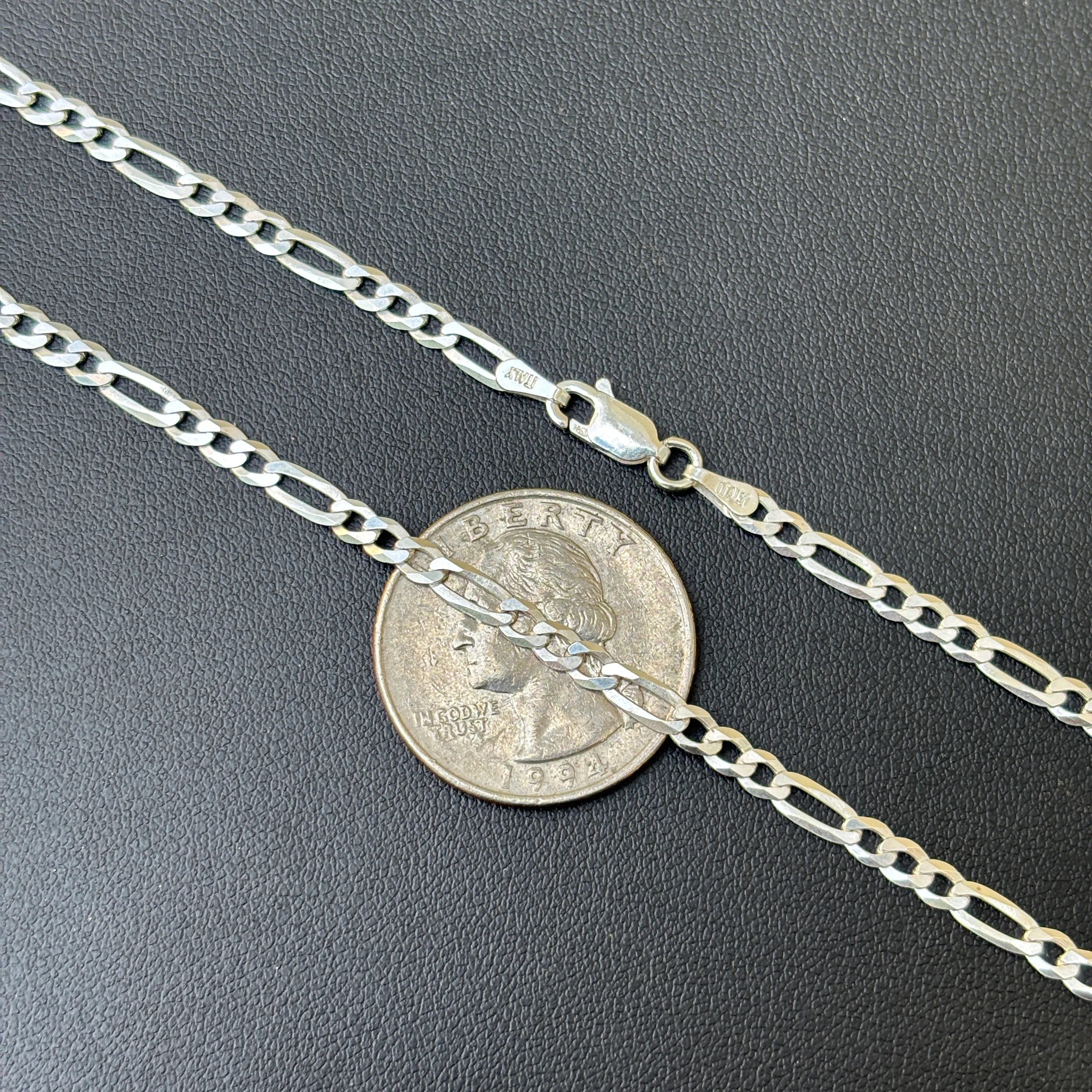 925 Sterling Silver 3.5mm Figaro Chain Necklace - Image 10