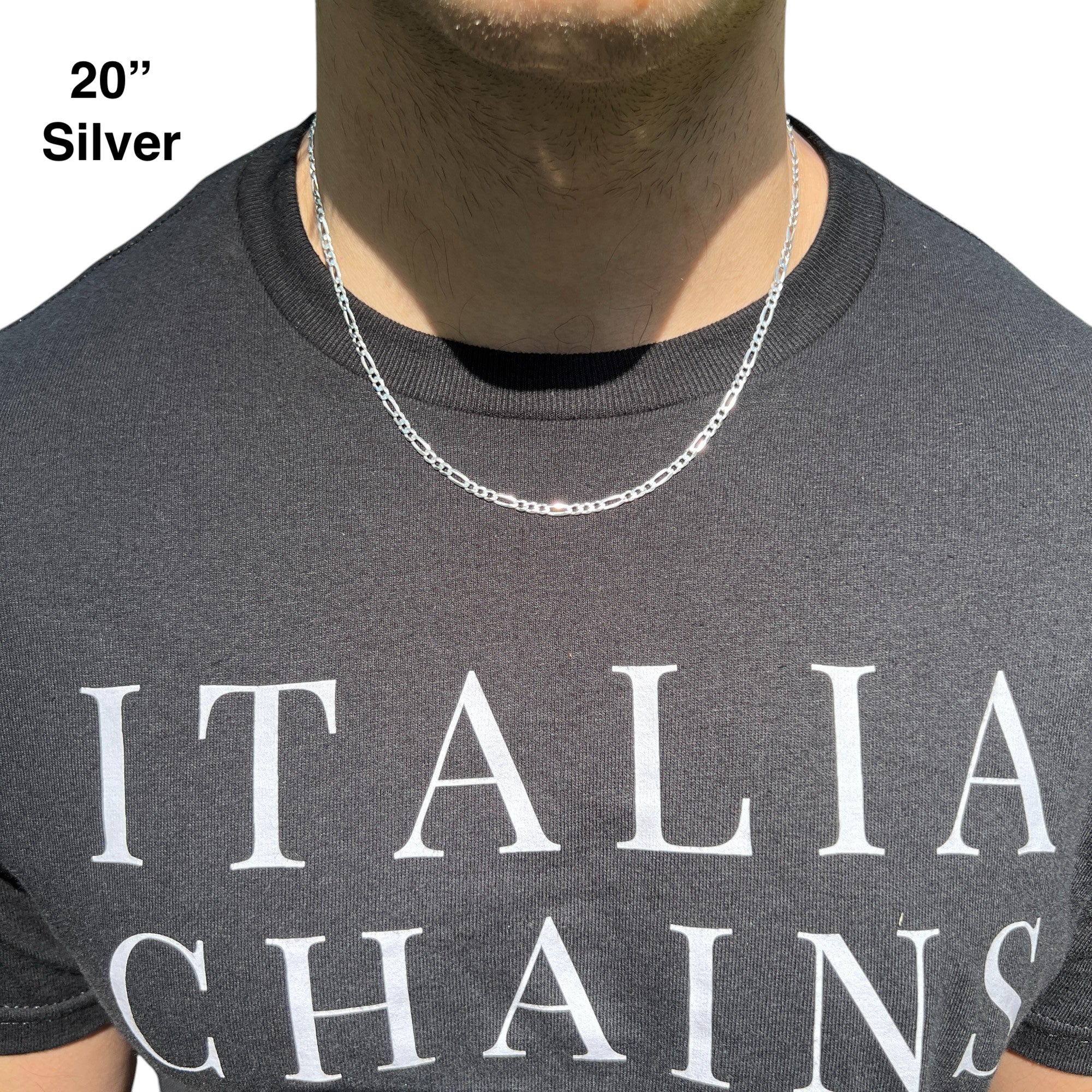 925 Sterling Silver 3.5mm Figaro Chain Necklace - Image 11