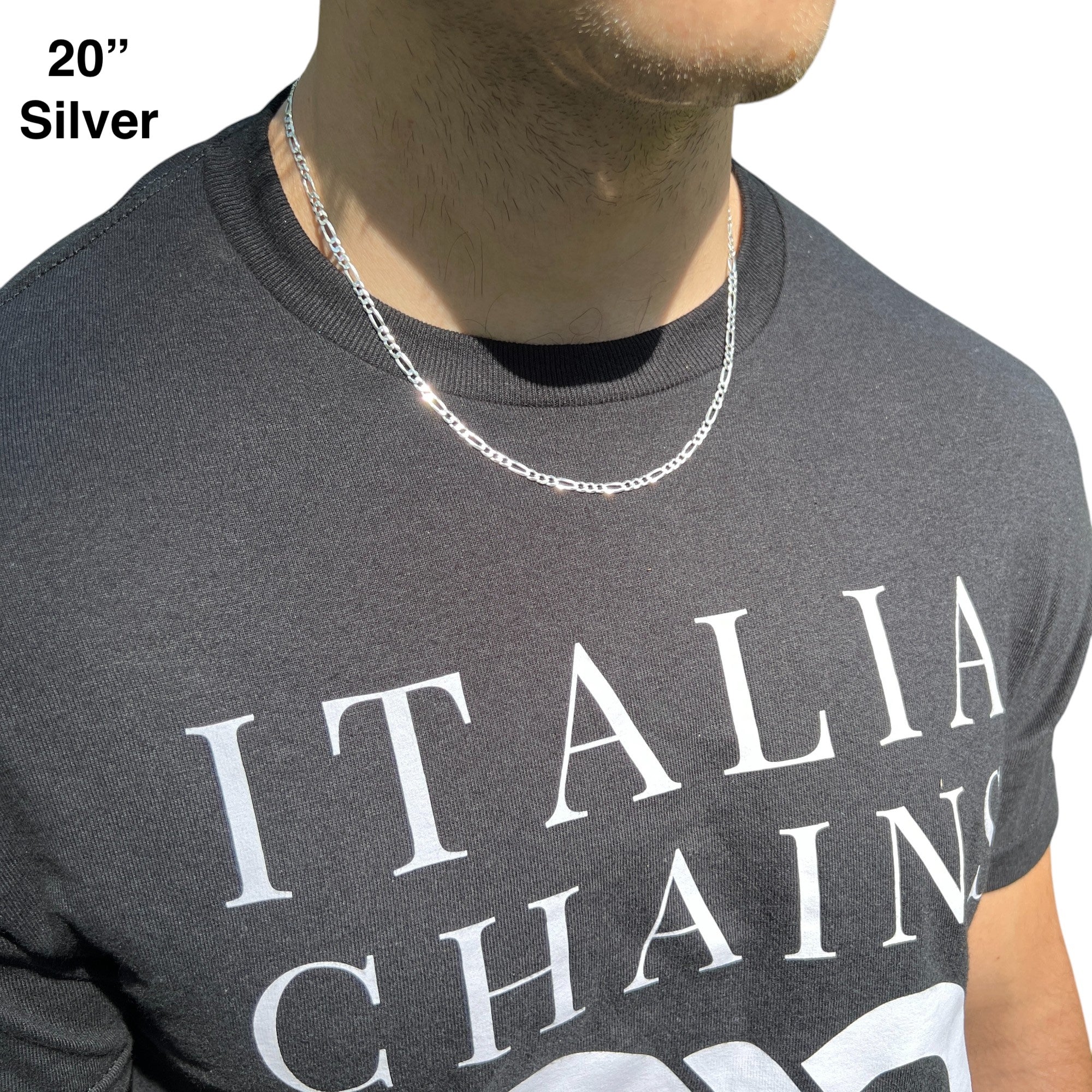 925 Sterling Silver 3.5mm Figaro Chain Necklace - Image 12