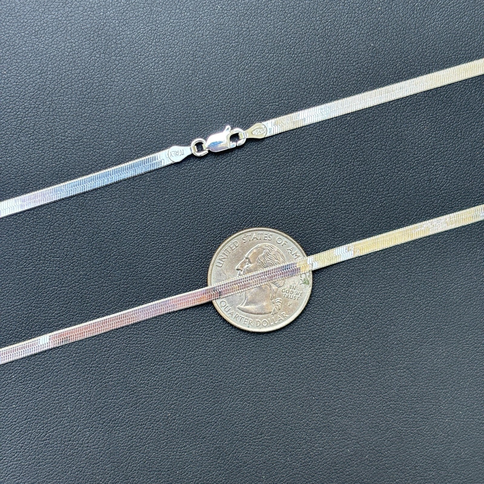 925 Sterling Silver 3.5mm Herringbone Chain Necklace - Image 9