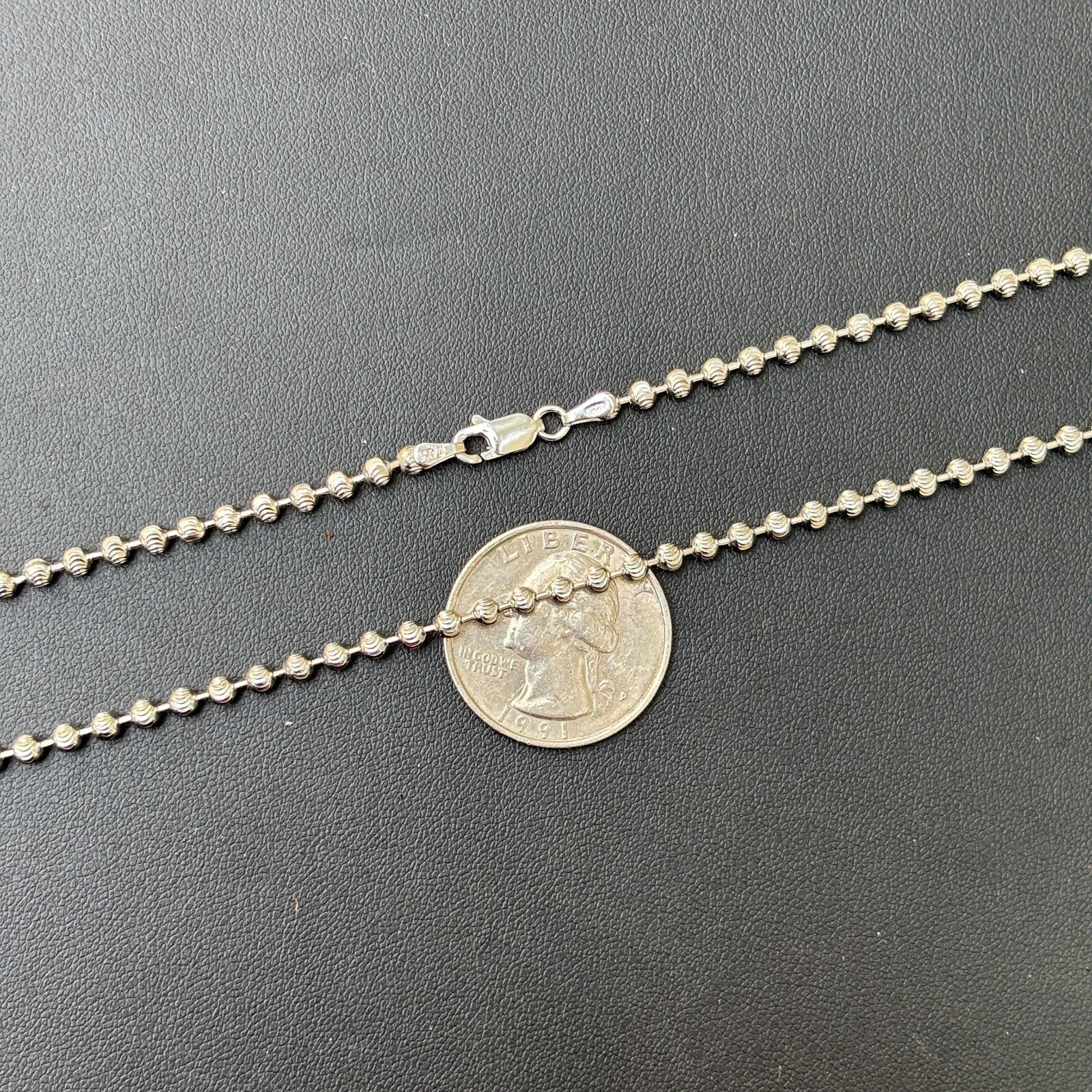 925 Sterling Silver 3mm Bead Chain Necklace - Image 11
