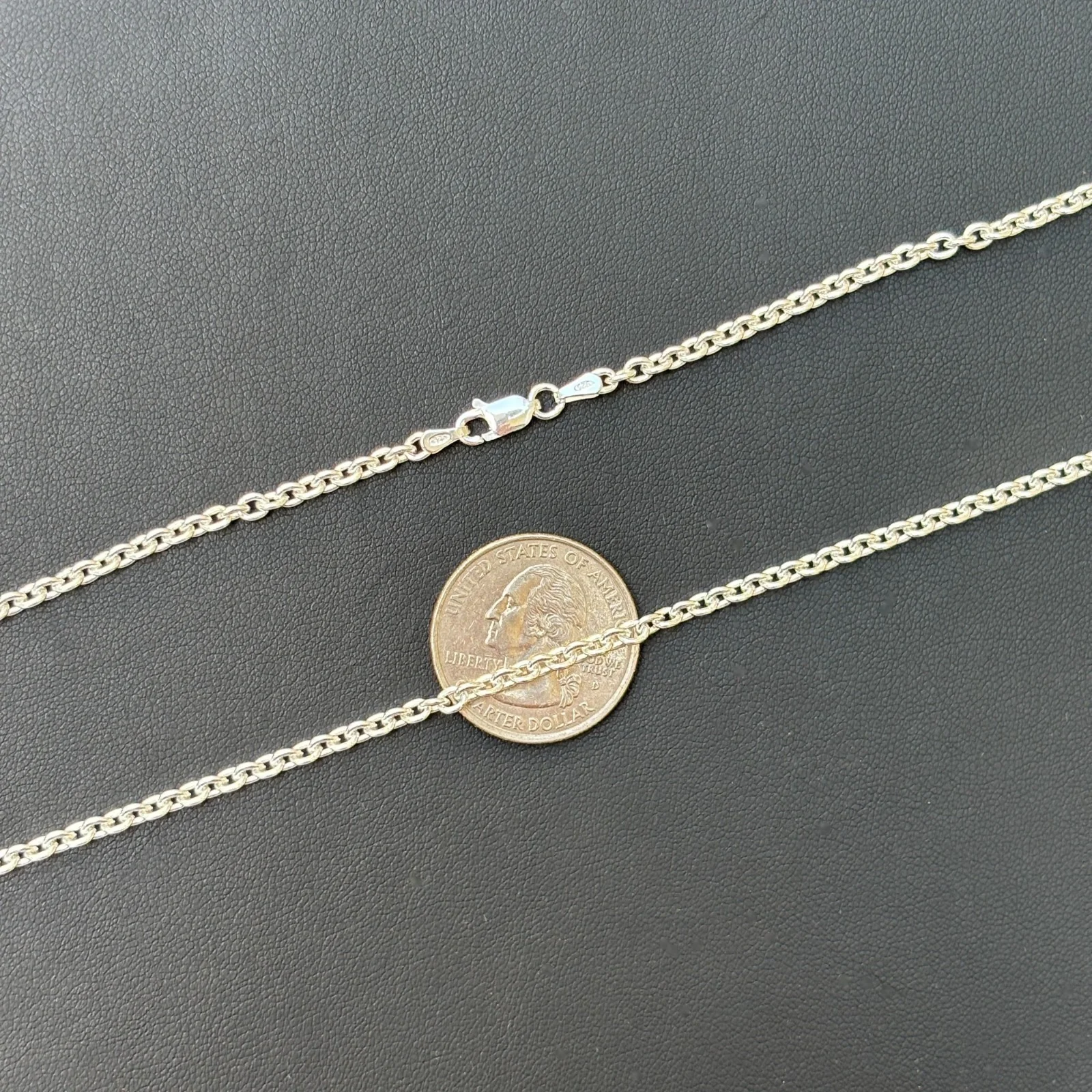 925 Sterling Silver 3mm Cable Chain Necklace - Image 13