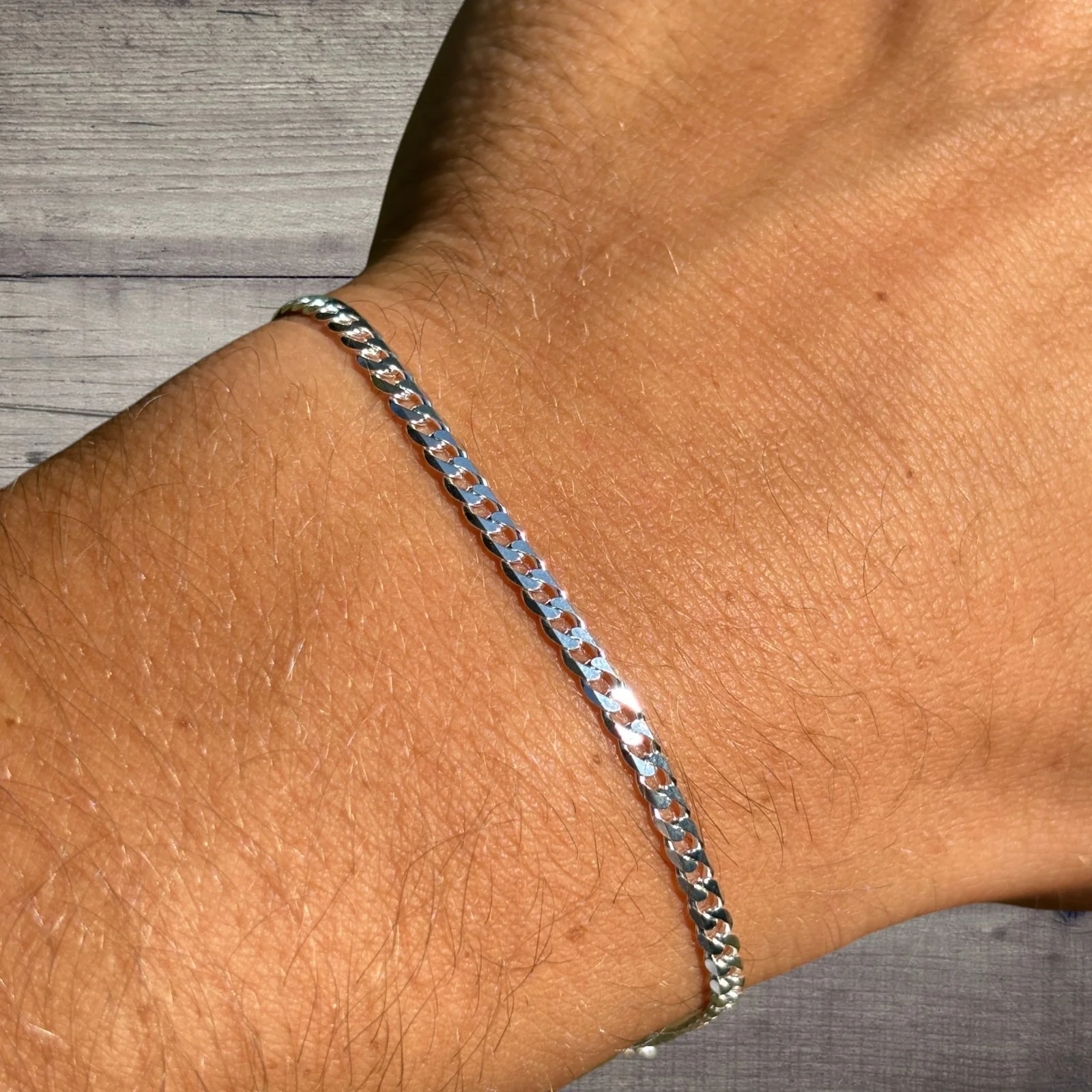925 Sterling Silver 3mm Curb Bracelet - Image 10