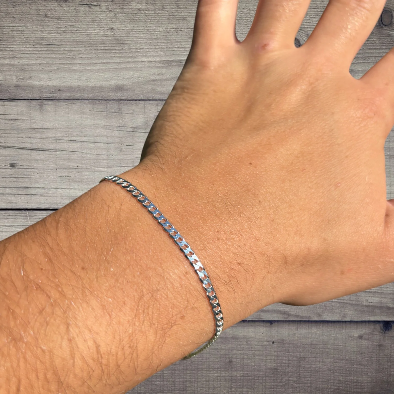 925 Sterling Silver 3mm Curb Bracelet - Image 12