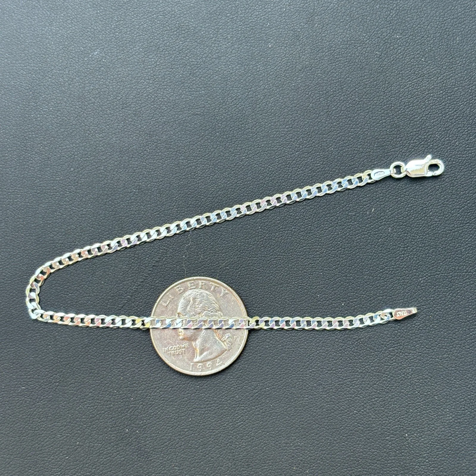 925 Sterling Silver 3mm Curb Bracelet - Image 15