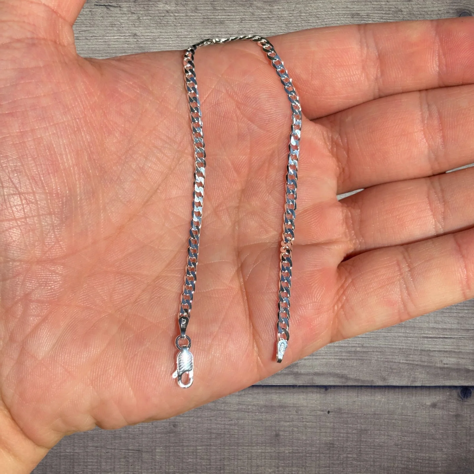 925 Sterling Silver 3mm Curb Bracelet - Image 4