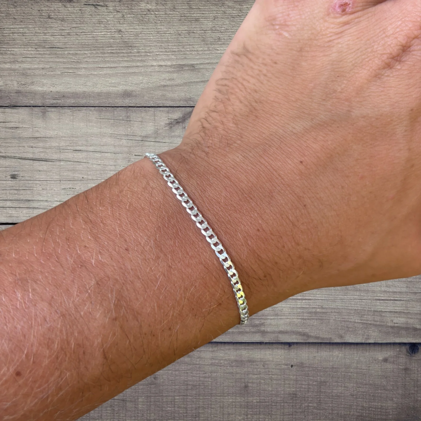 925 Sterling Silver 3mm Curb Bracelet - Image 6