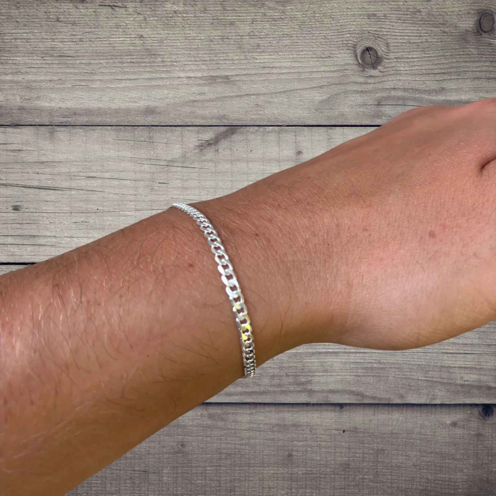 925 Sterling Silver 3mm Curb Bracelet - Image 8