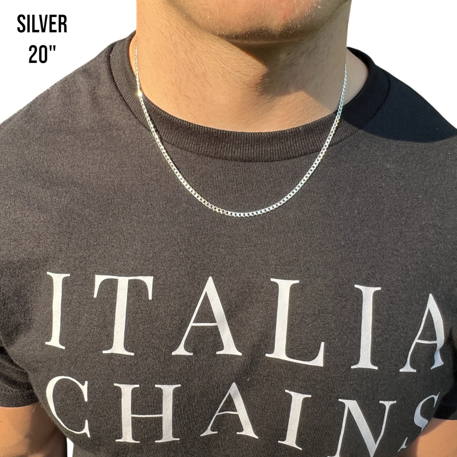 925 Sterling Silver 3mm Curb Chain Necklace - Image 10
