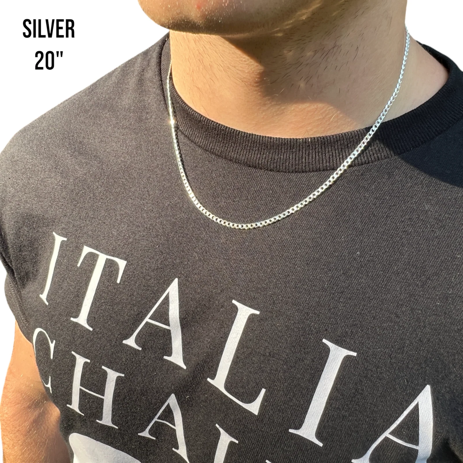 925 Sterling Silver 3mm Curb Chain Necklace - Image 11