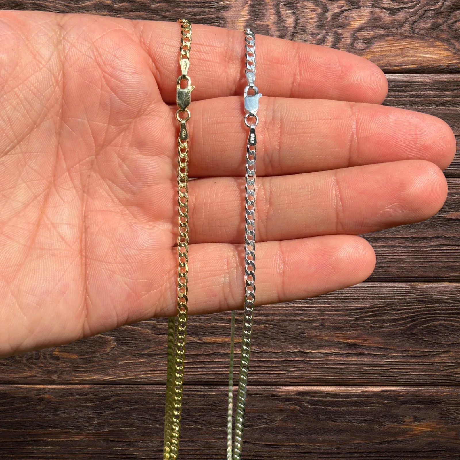 925 Sterling Silver 3mm Curb Chain Necklace - Image 4