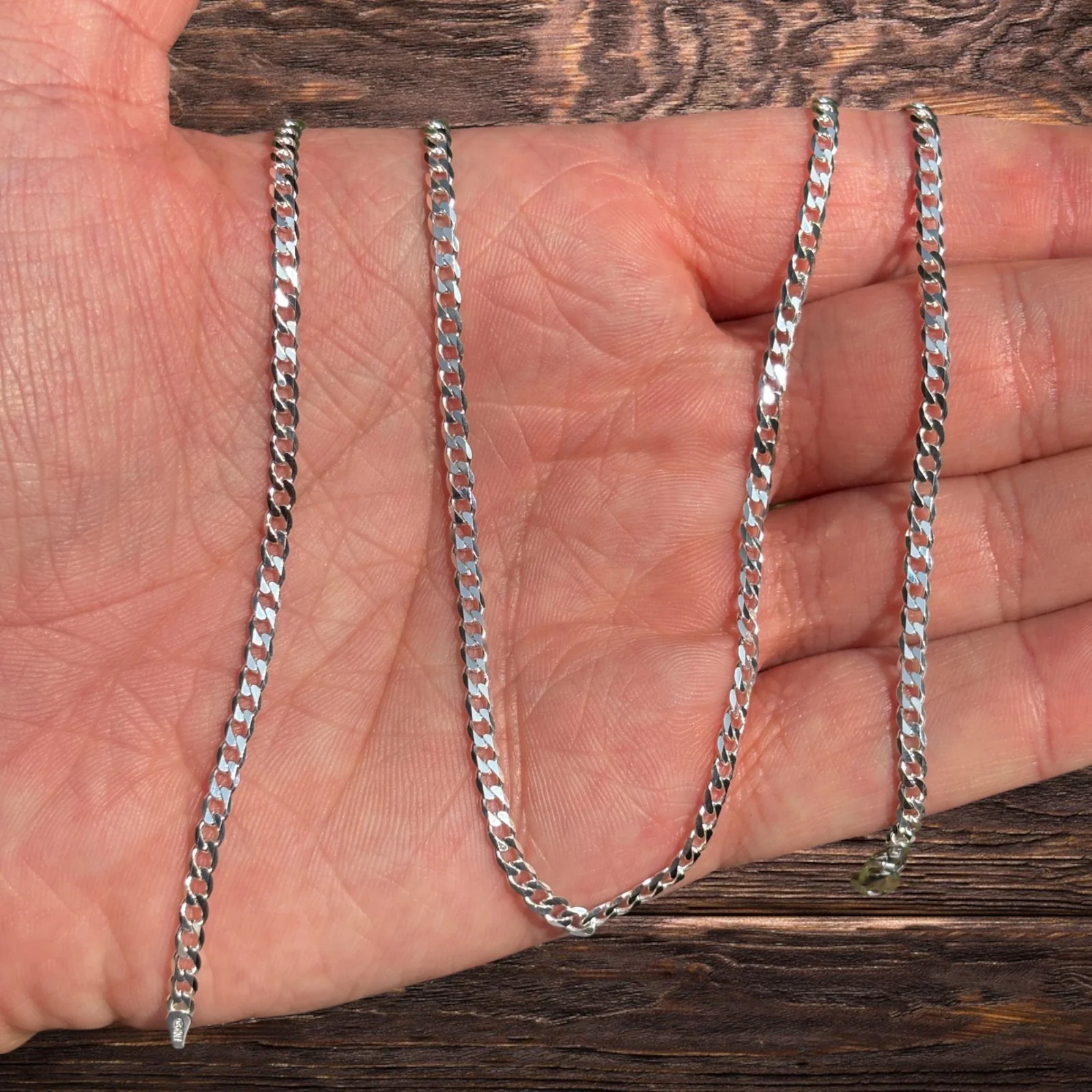 925 Sterling Silver 3mm Curb Chain Necklace - Image 5