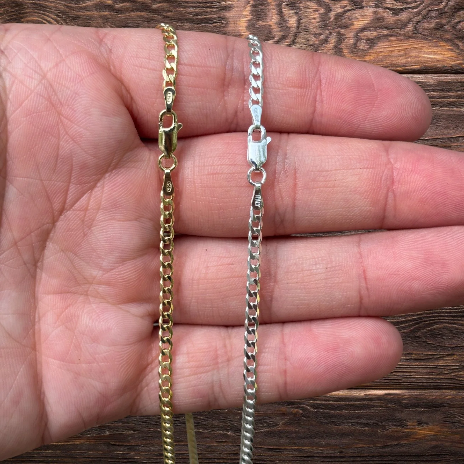 925 Sterling Silver 3mm Curb Chain Necklace - Image 7