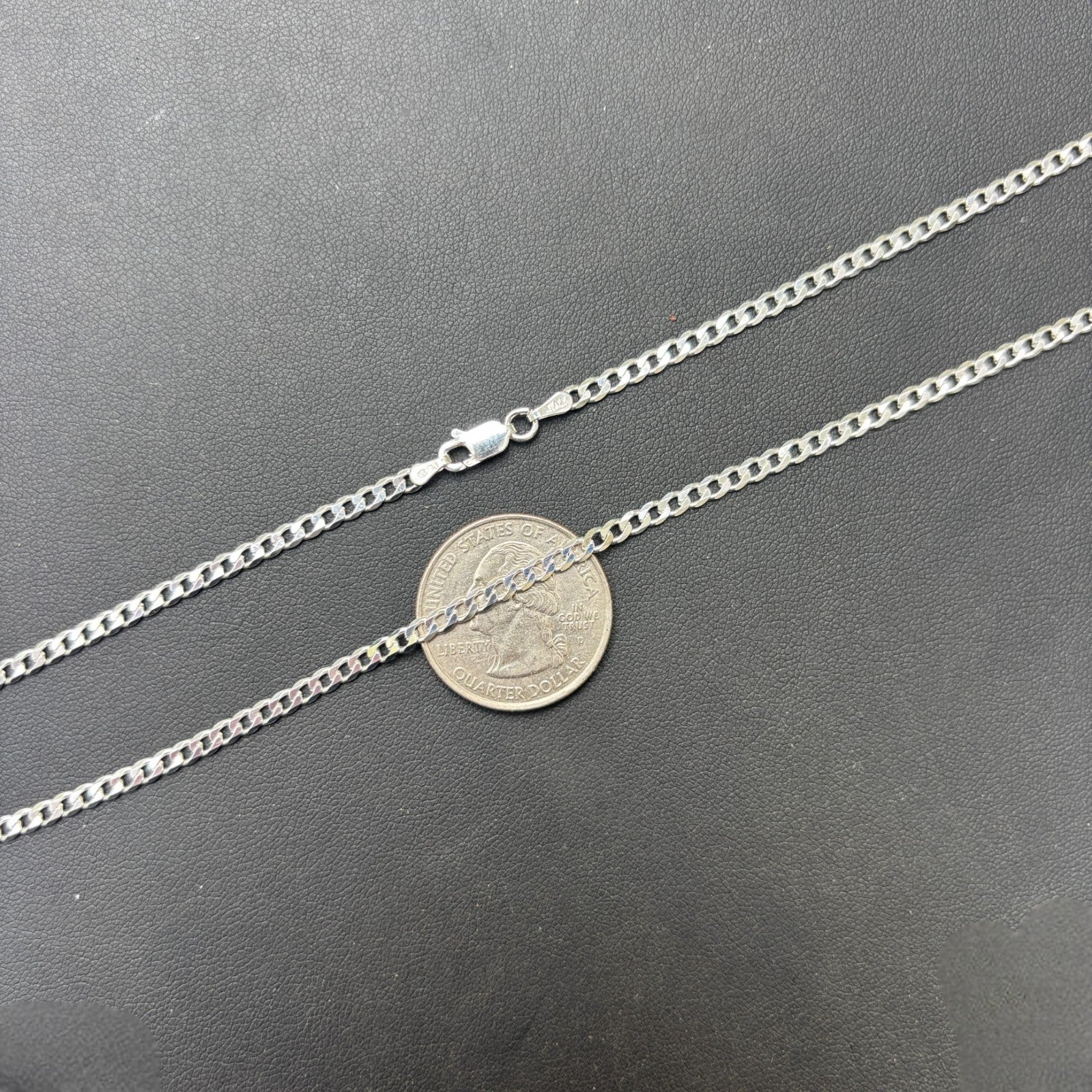 925 Sterling Silver 3mm Curb Chain Necklace - Image 9